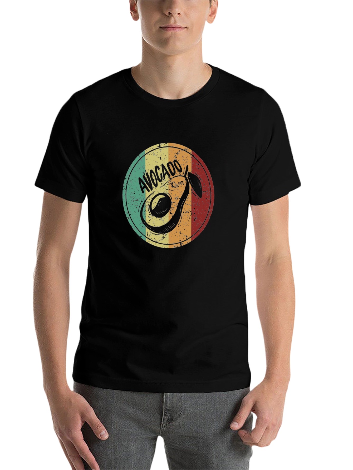 Black Retro Avocado T-Shirt - Vintage Style Graphic Tee view 7