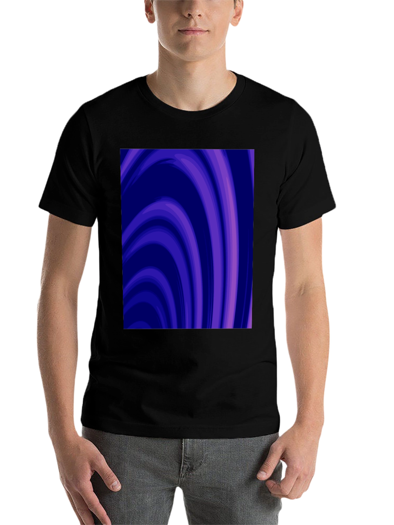 Black Abstract Purple Swirl Graphic Tee view 7