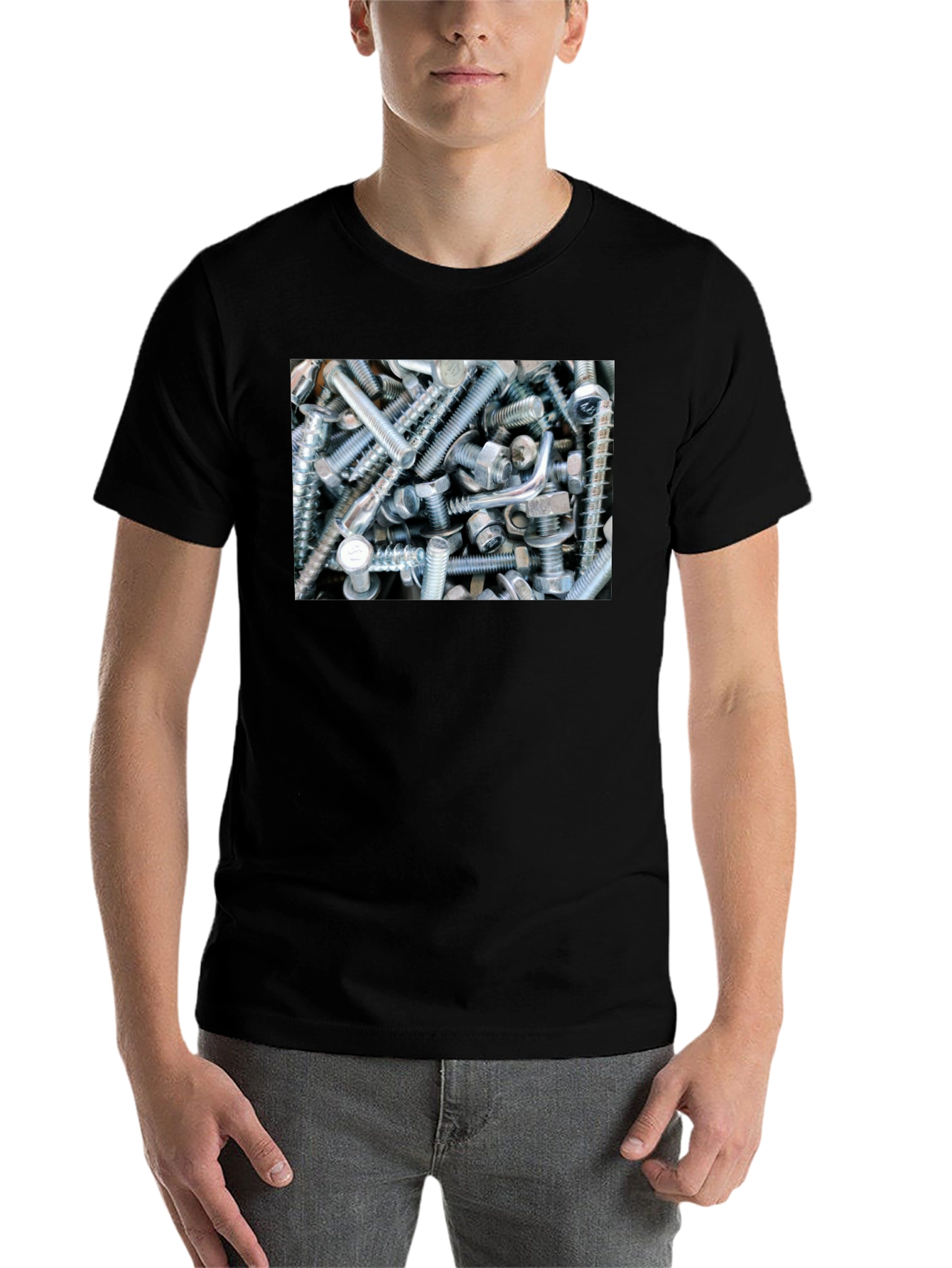 Black Bolts and Nuts Graphic Tee view 7