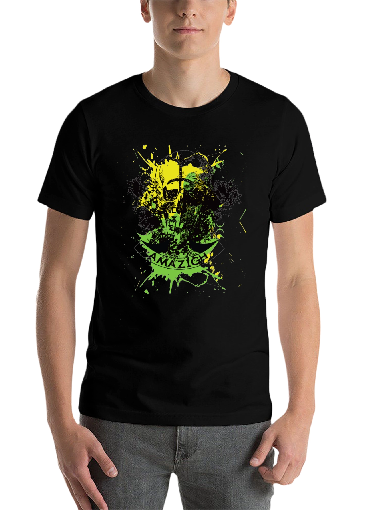 Black Amazigh Skull Graphic Black T-Shirt view 7