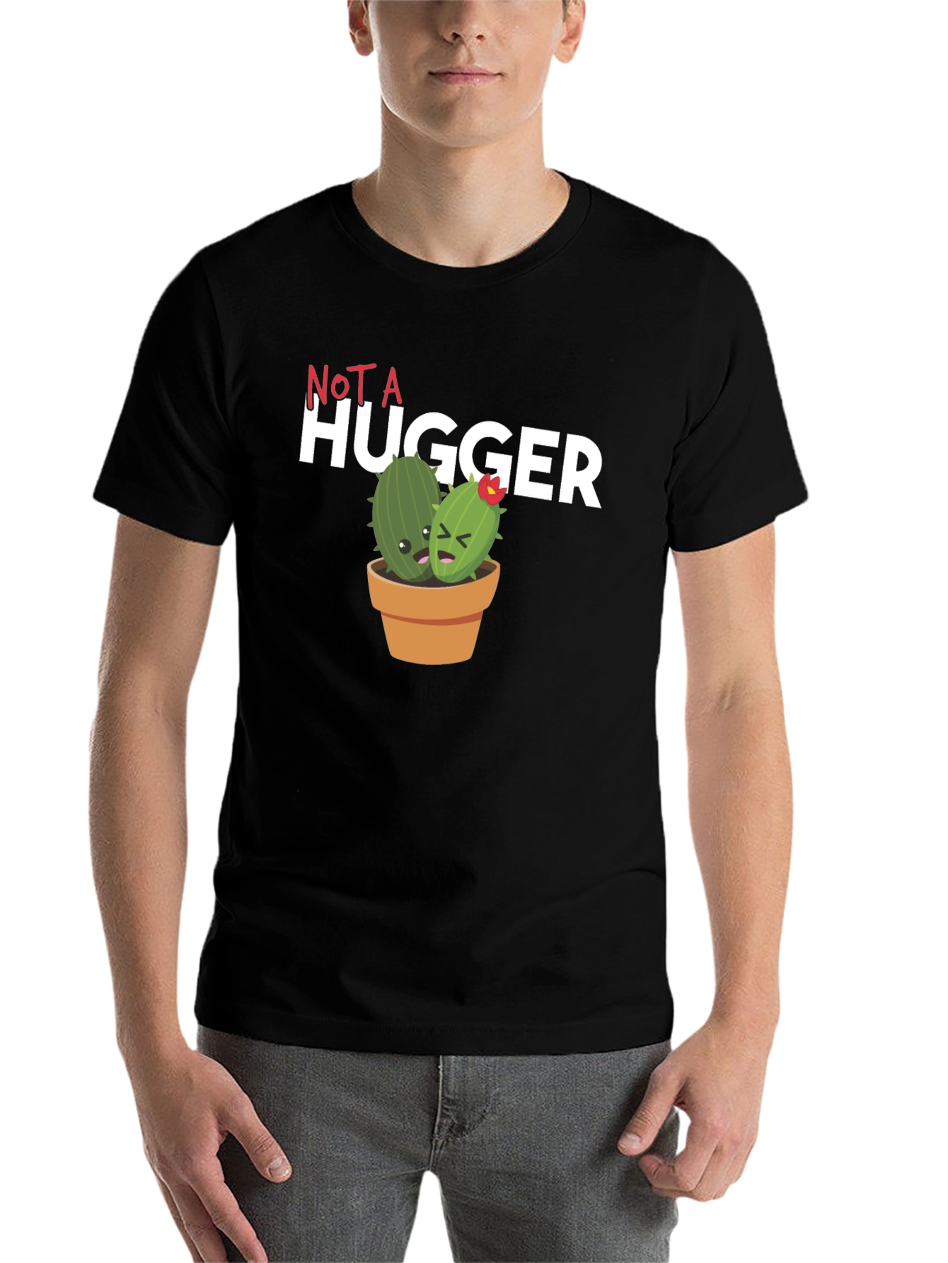 Black Not A Hugger Cactus Graphic T-Shirt view 7