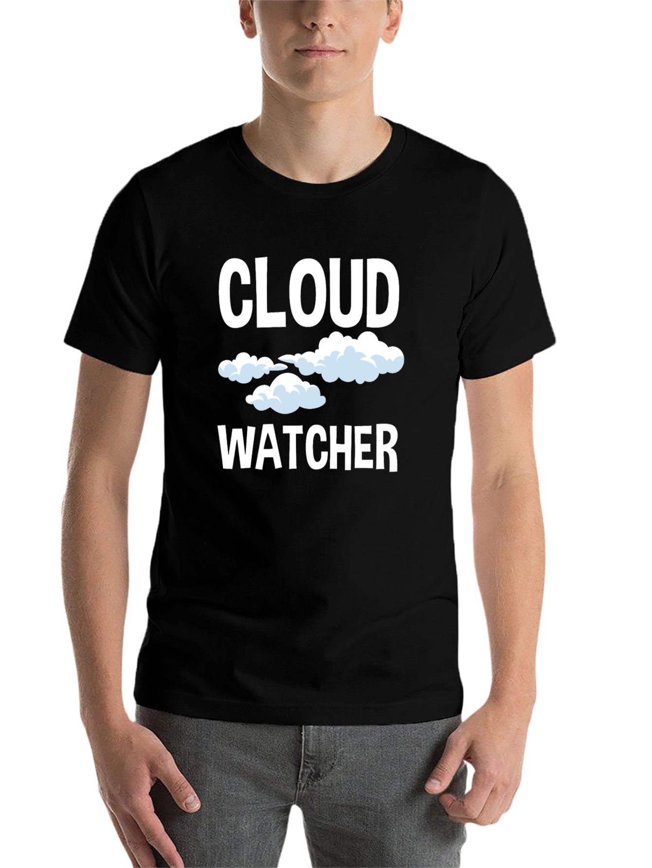 Black Cloud Watcher Graphic Tee - Black Cotton T-Shirt view 7