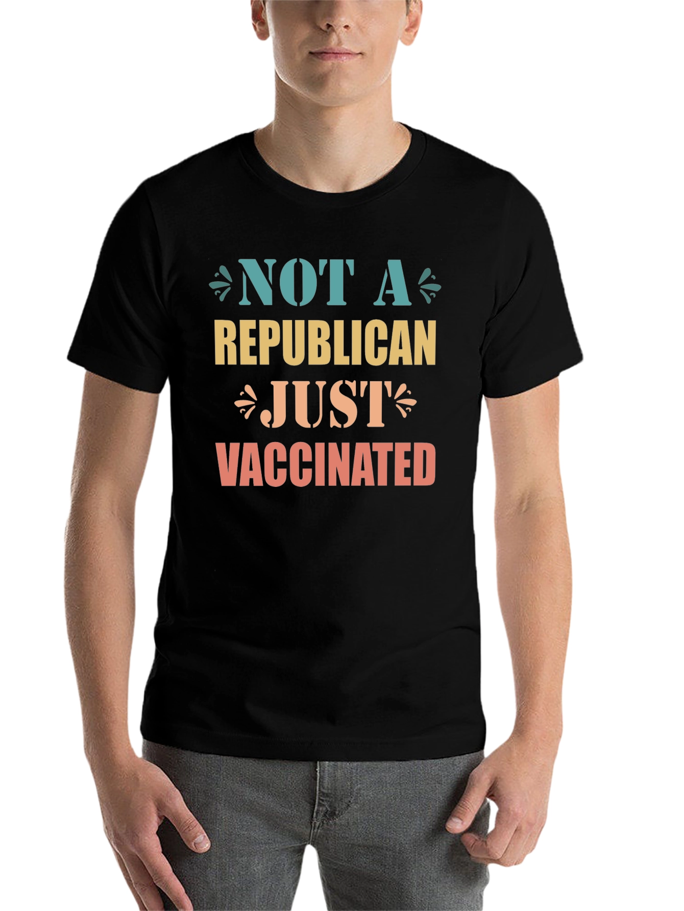 Black Not A Republican Just Vaccinated Graphic Tee view 7