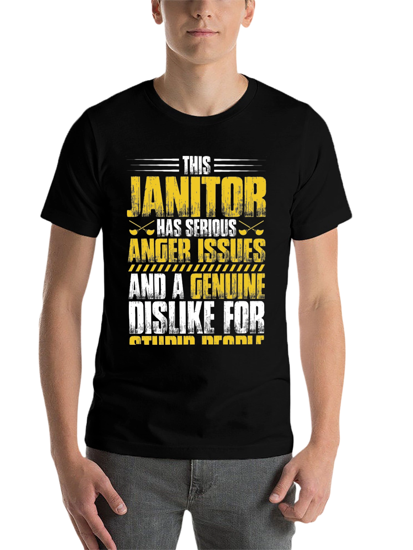 Black Janitor Anger Issues Graphic T-Shirt view 7