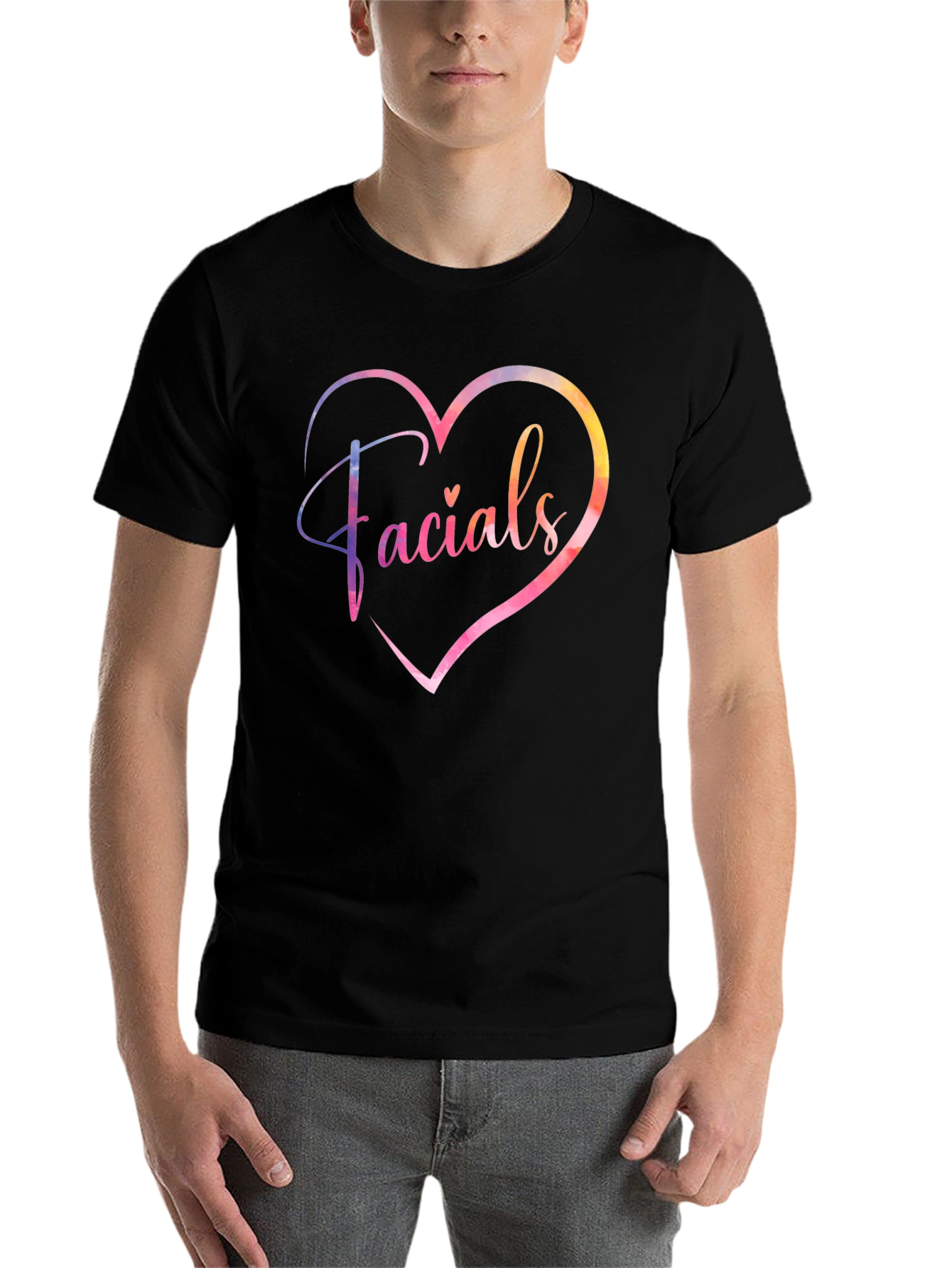 Black Facials Heart Graphic Tee - Unisex Soft Cotton T-Shirt view 7