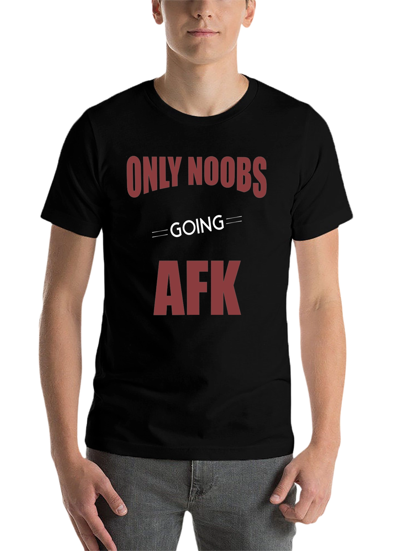 Black Only Noobs Going AFK Graphic Tee - Gamer Style view 7