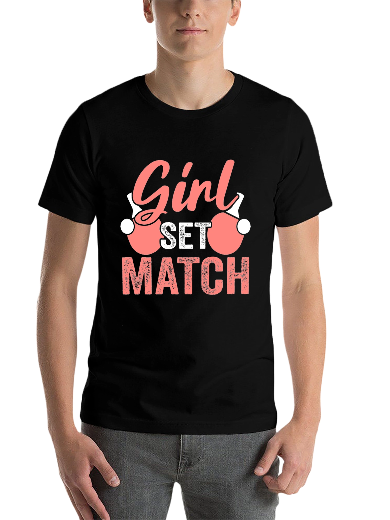 Black Girl Set Match T-Shirt - Ping Pong Volleyball Tee view 7