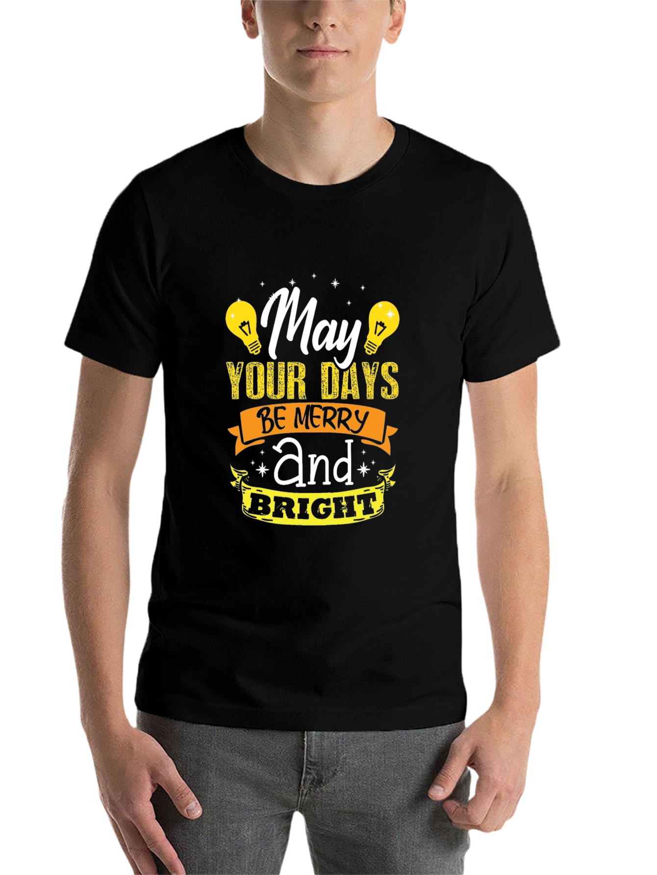 Black May Your Days Be Merry and Bright Graphic T-Shirt view 7