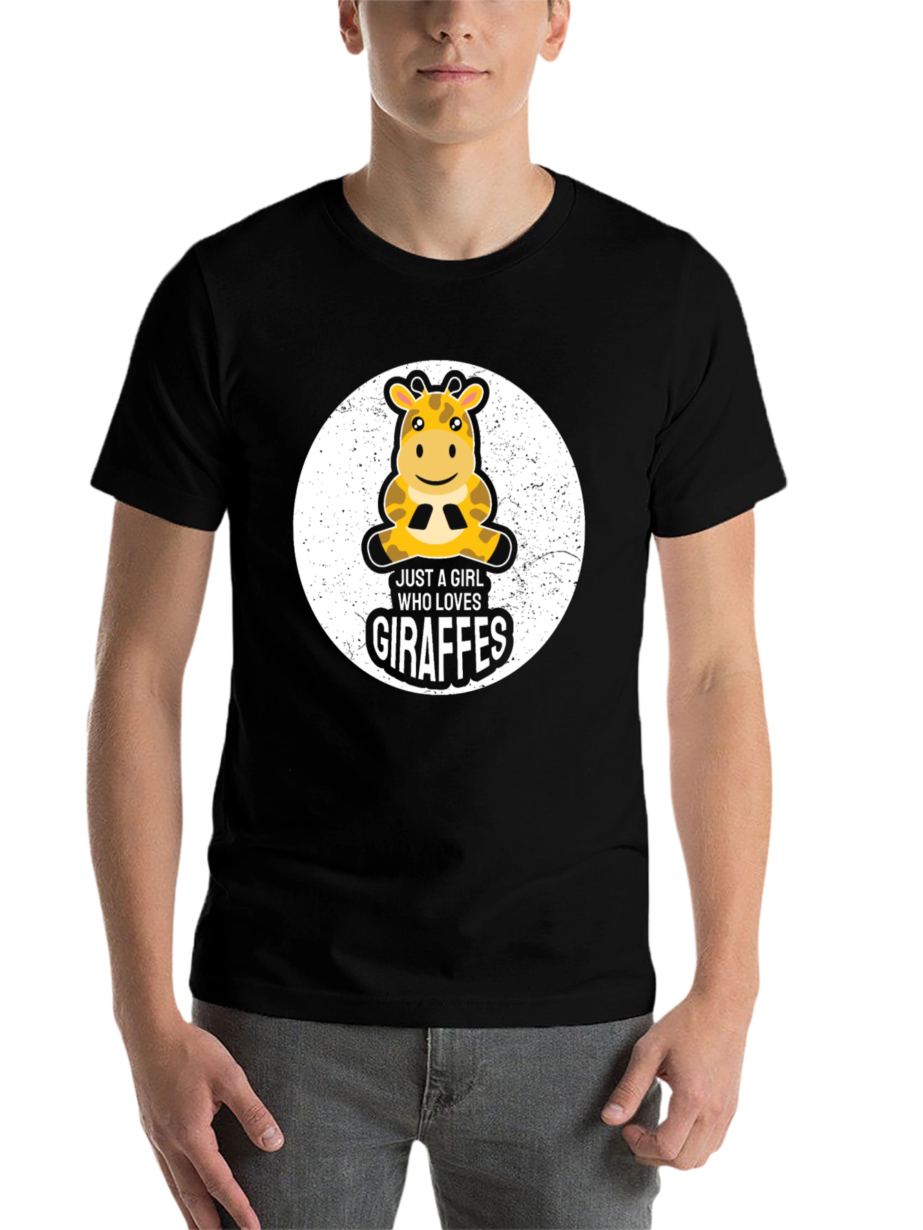 Black Just a Girl Who Loves Giraffes T-Shirt view 7