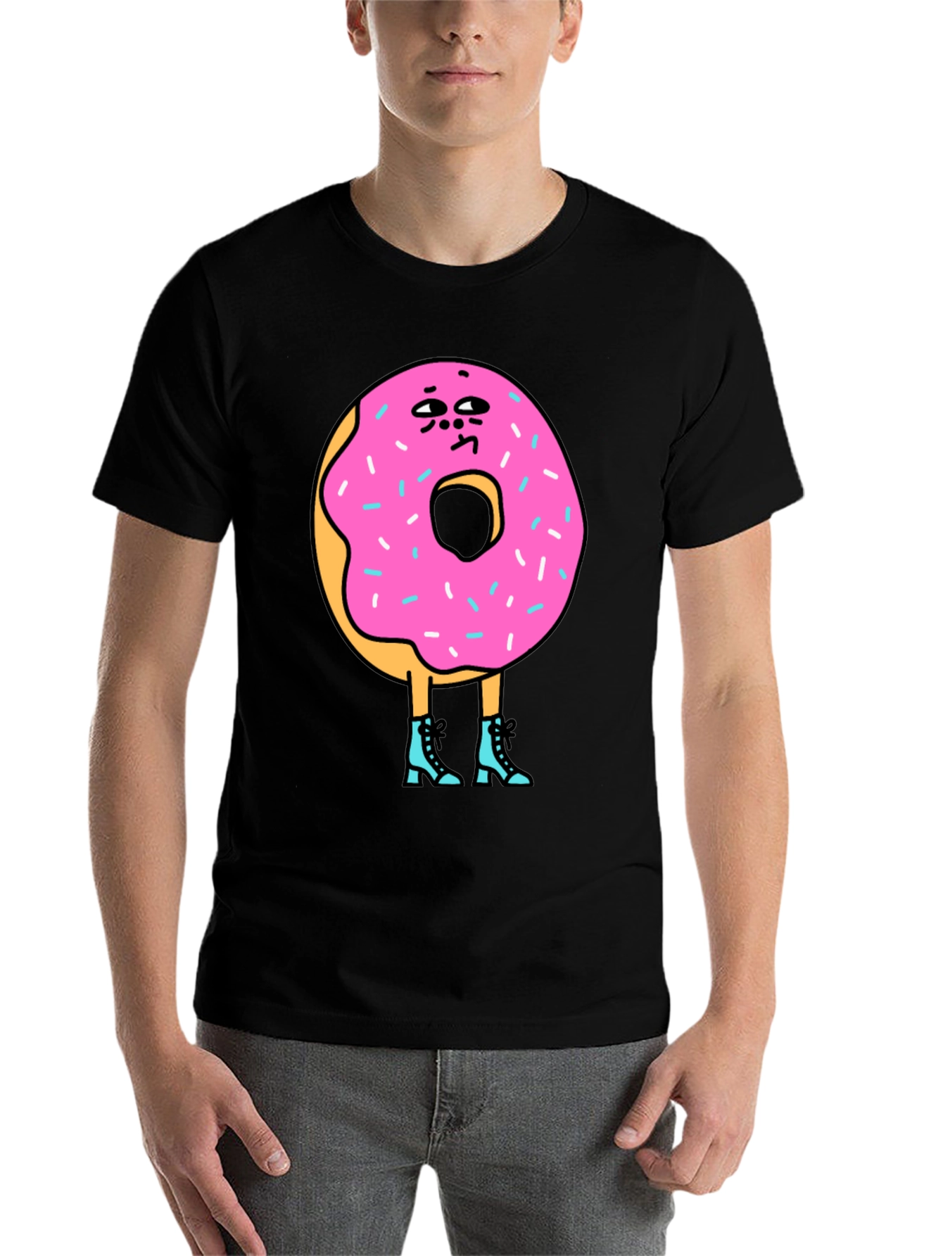Black Donut Character Graphic T-Shirt view 7