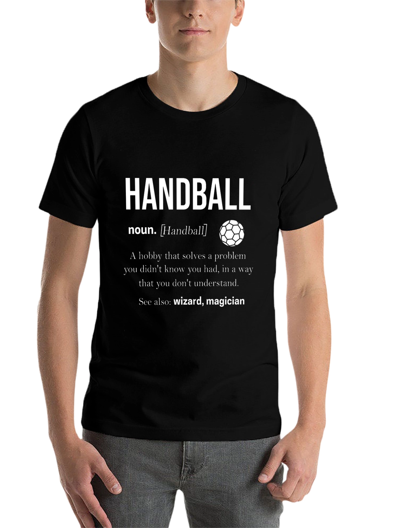 Black Handball Definition T-Shirt - Funny Handball Hobby Tee view 7