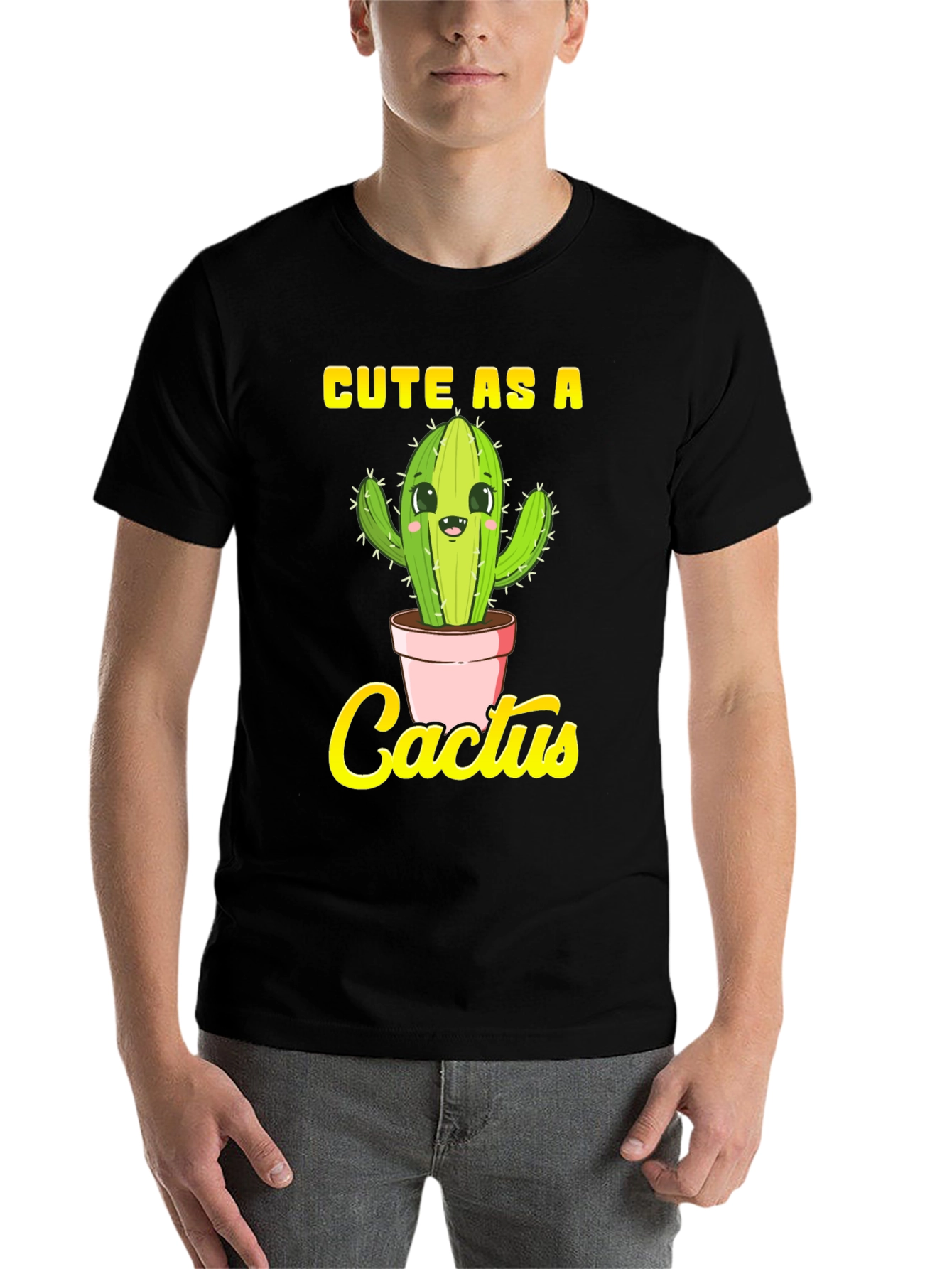 Black Cute as a Cactus Graphic Tee - Unisex Black Shirt view 7