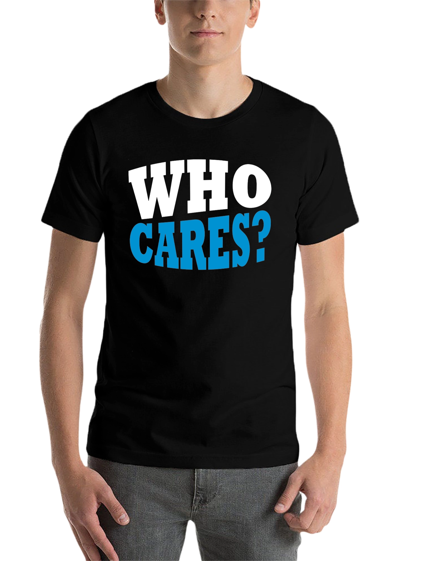 Black Who Cares? Graphic Print Black T-Shirt view 7