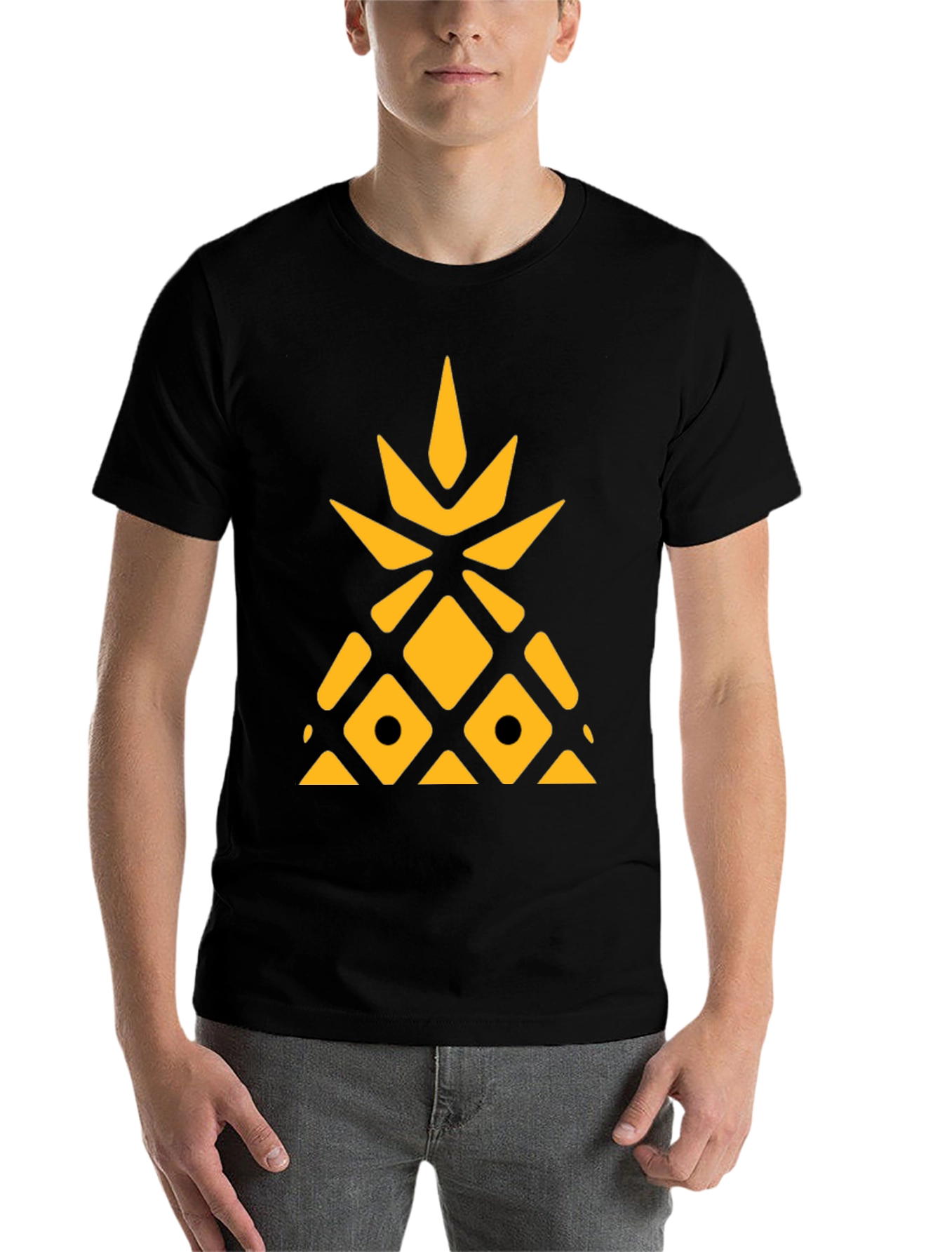 Black Geometric Pineapple Graphic Tee view 7