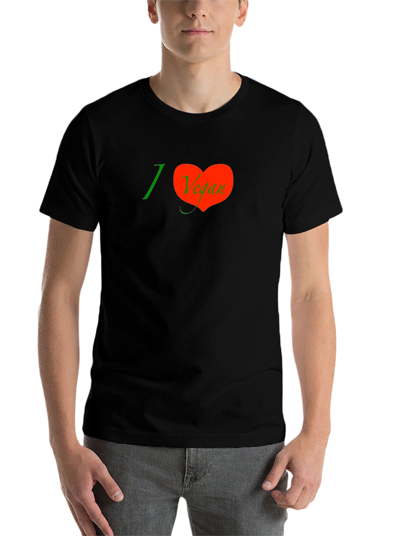 Black I Heart Vegan Graphic Tee - Black Short Sleeve T-Shirt view 7