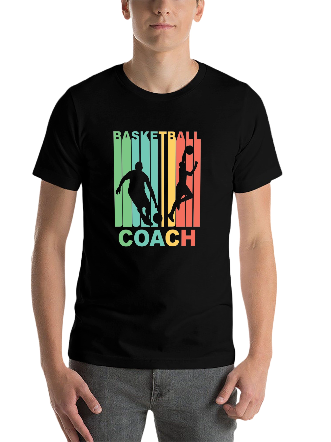 Black Basketball Coach Graphic T-Shirt view 7