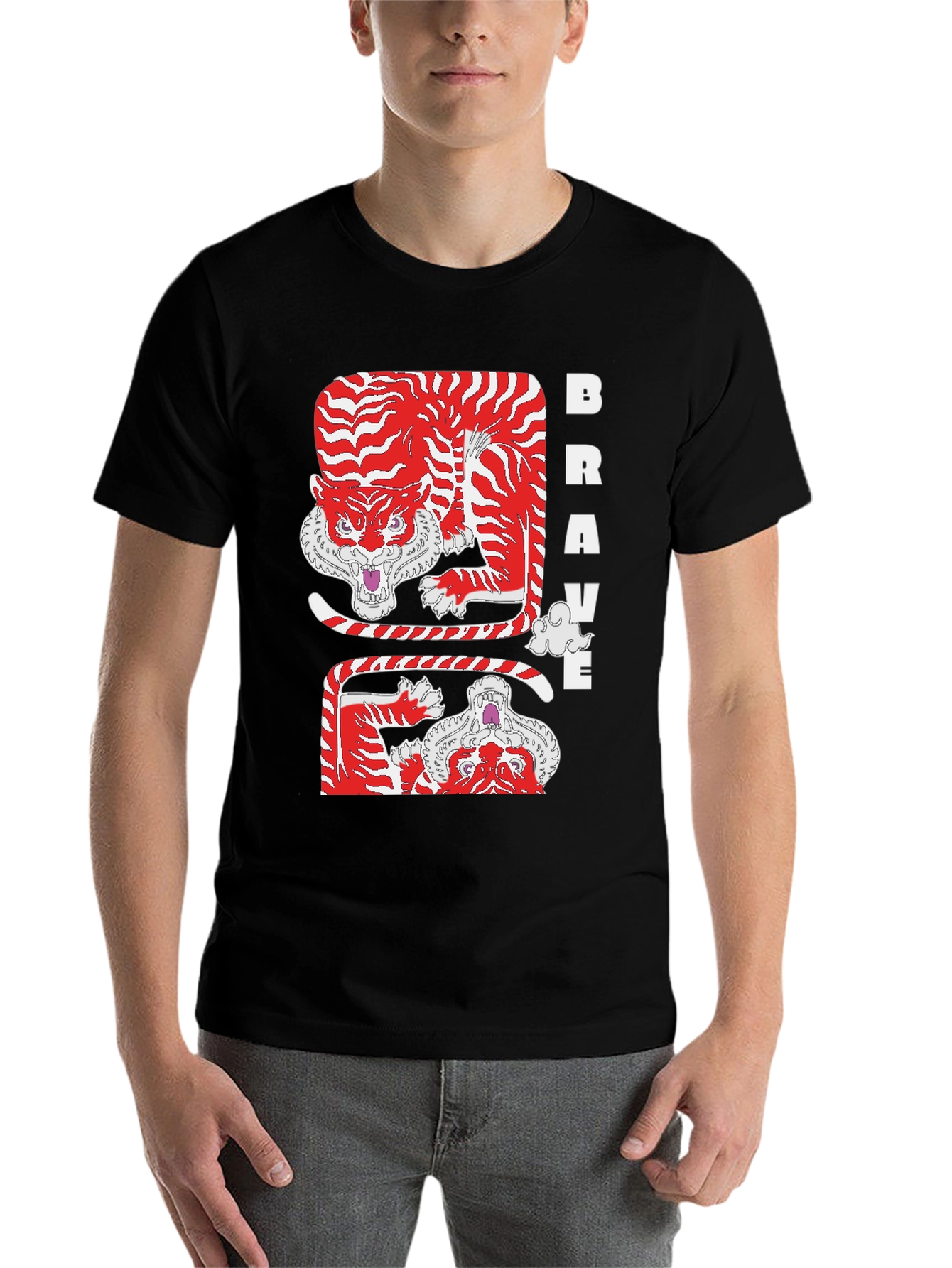 Black Brave Tiger Graphic Tee view 7