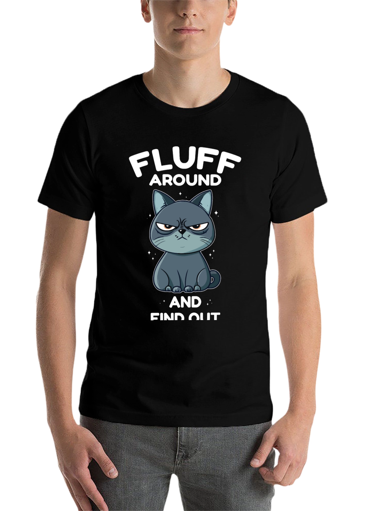 Black Fluff Around and Find Out Grumpy Cat T-Shirt view 7