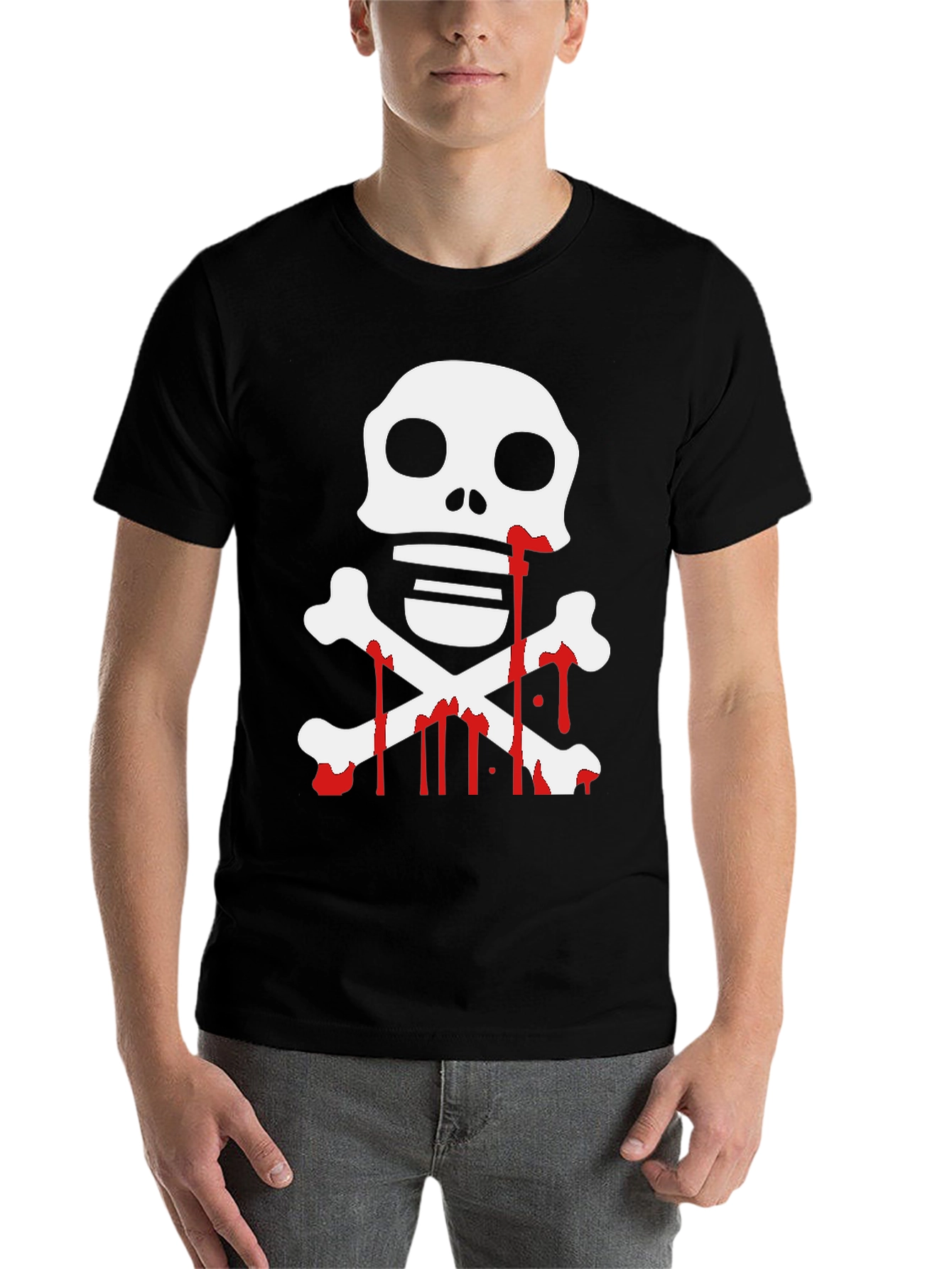 Black Skull & Crossbones Graphic Tee - Black view 7