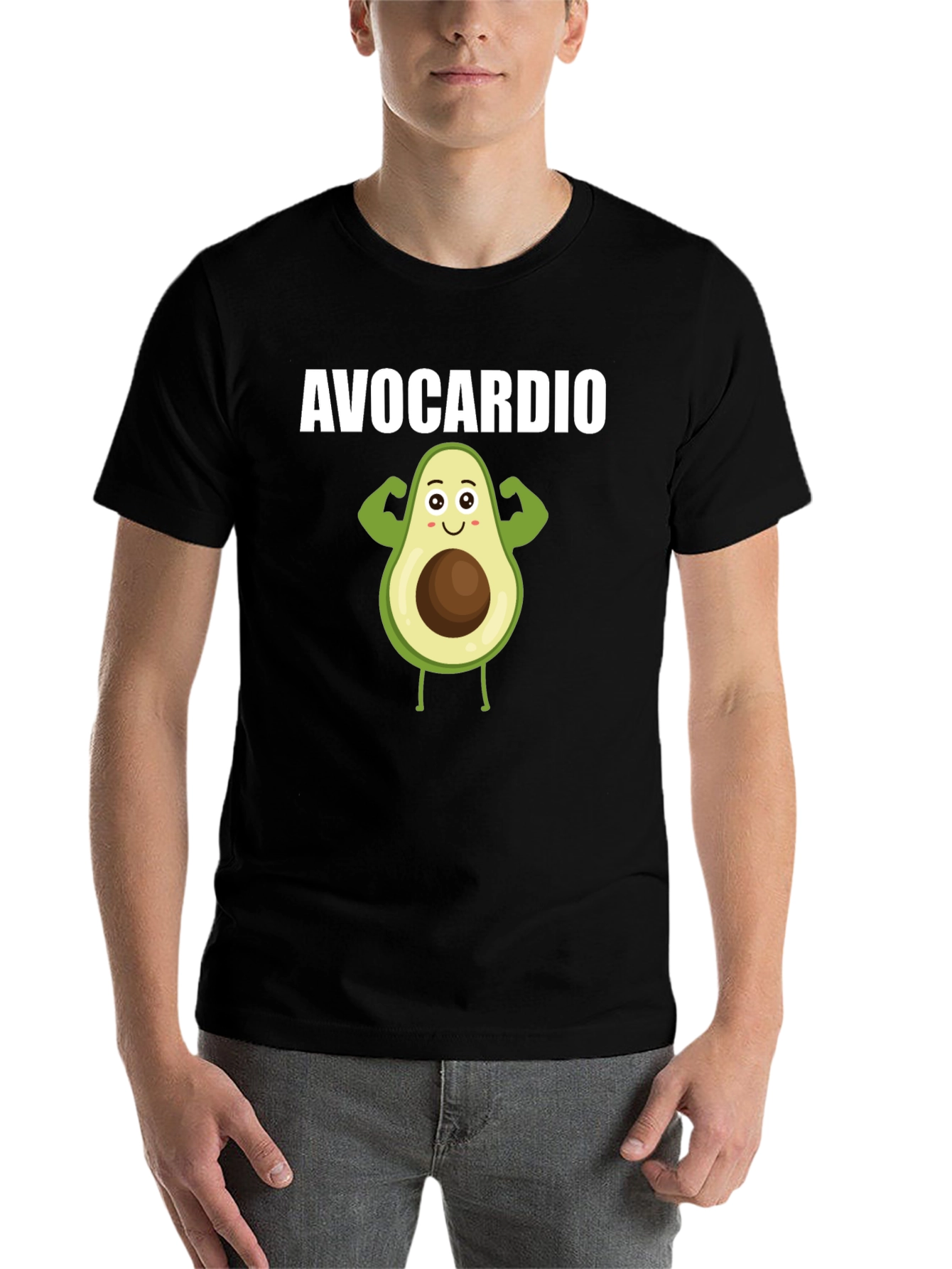 Black Avocardio Black T-Shirt - Funny Avocado Fitness Tee view 7