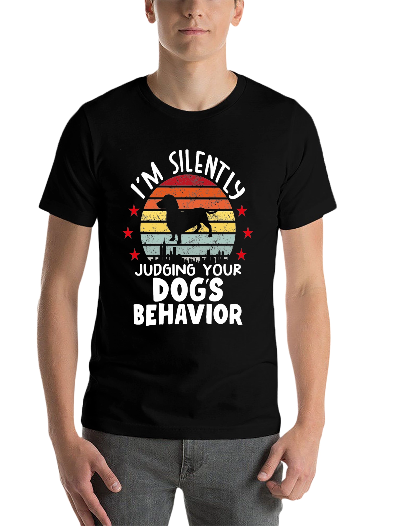 Black Funny Dog Judging T-Shirt view 7
