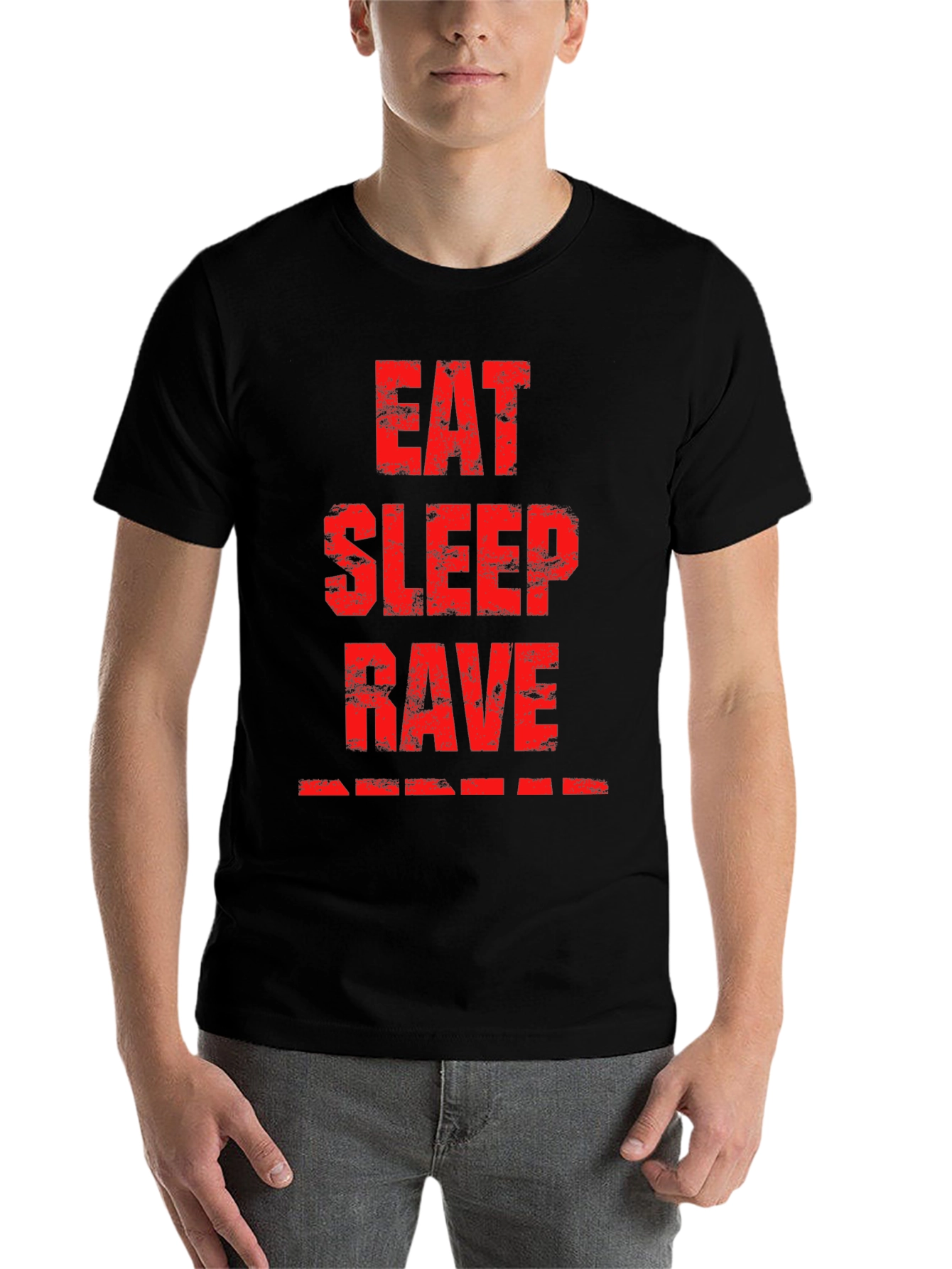 Black Eat Sleep Rave Black Graphic T-Shirt view 7