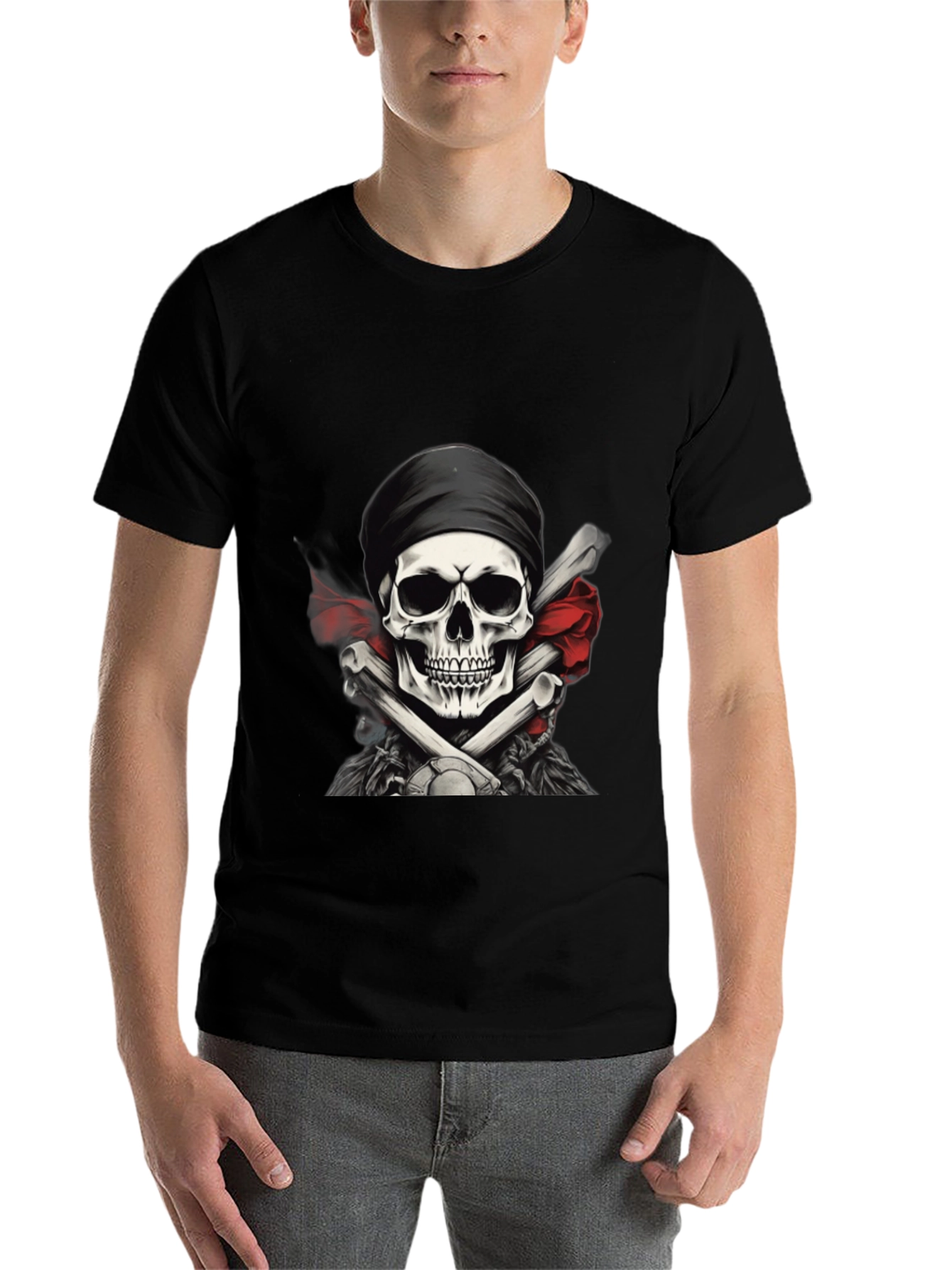 Black Skull & Crossbones Graphic T-Shirt view 7