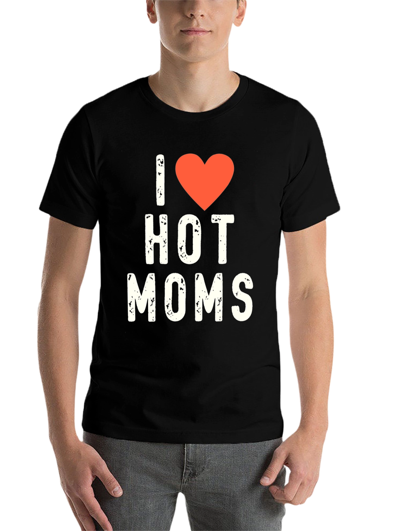 Black I Heart Hot Moms Graphic Tee - Novelty T-Shirt view 7