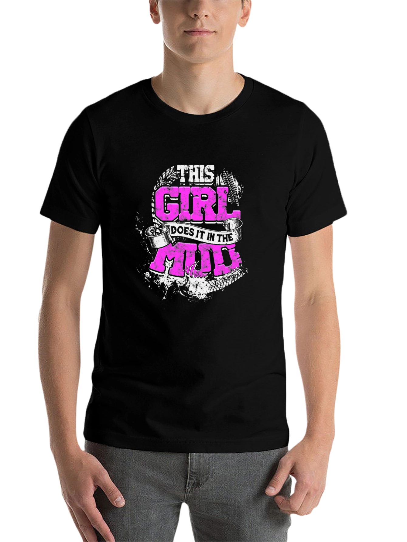 Black This Girl Does It in The Mud T-Shirt view 7