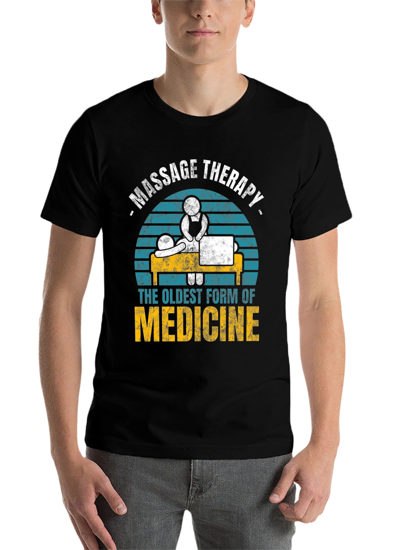 Black Massage Therapy T-Shirt - Oldest Form of Medicine view 7