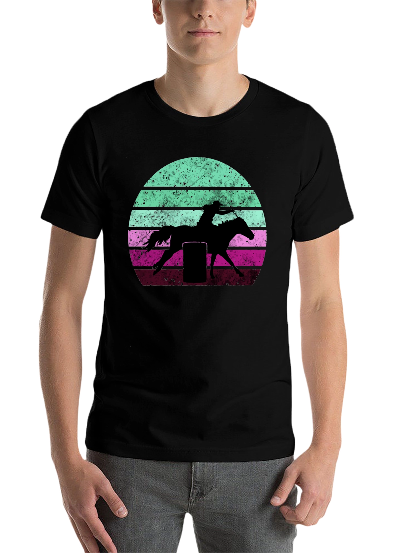 Black Retro Barrel Racing Graphic Tee view 7