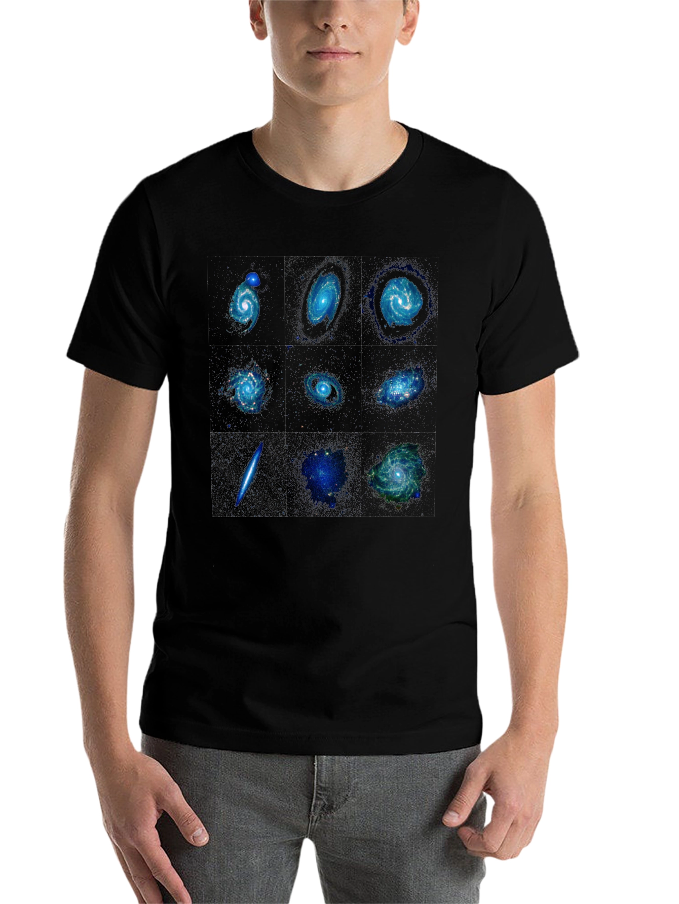 Black Galaxy Print Black T-Shirt - Space Design view 7