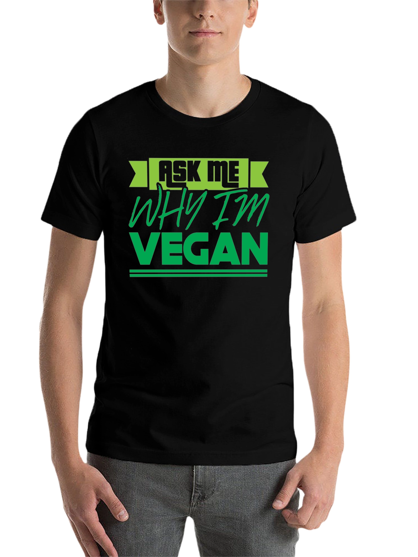 Black Ask Me Why I'm Vegan T-Shirt view 7