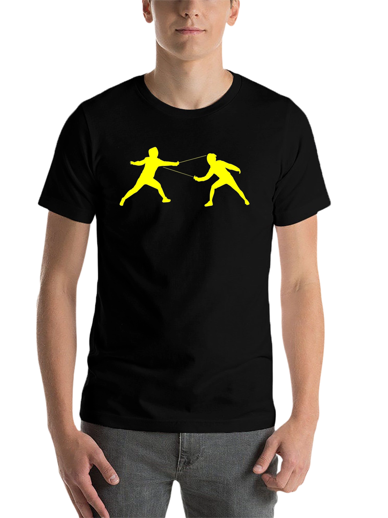 Black Fencing Silhouette Black T-Shirt view 7