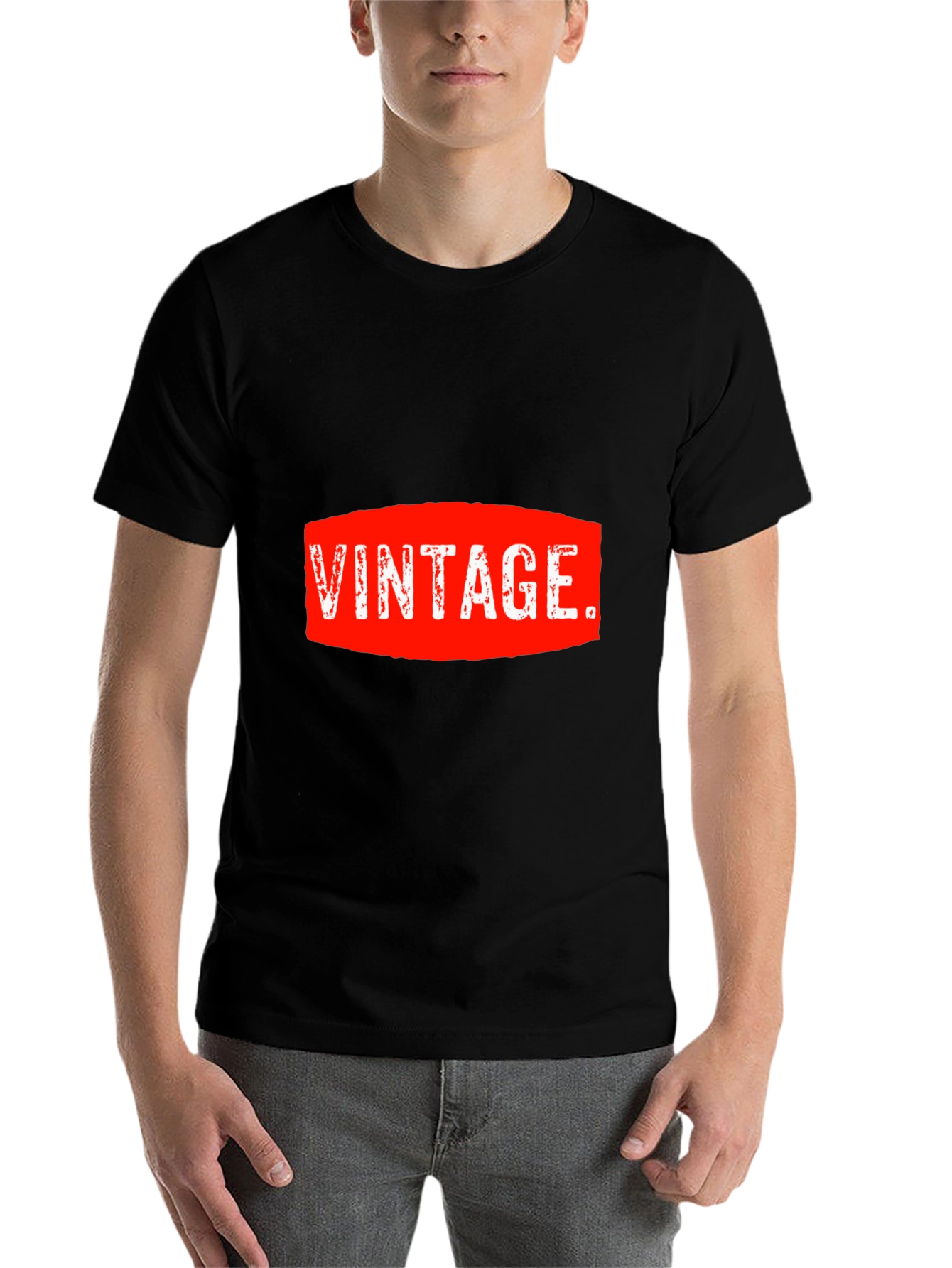 Black Vintage Graphic Tee - Red and White on Black view 7