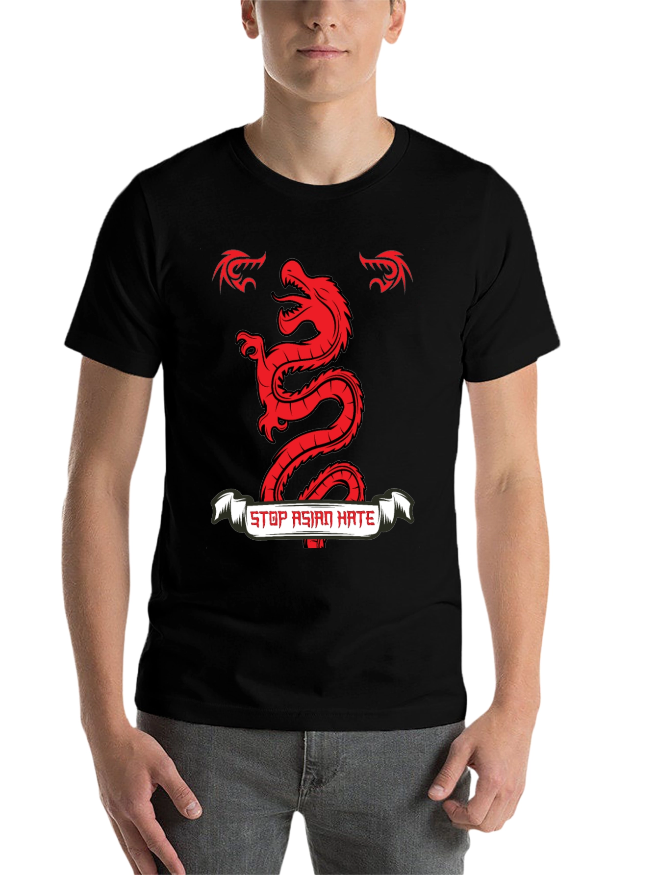Black Stop Asian Hate Dragon Graphic Tee view 7