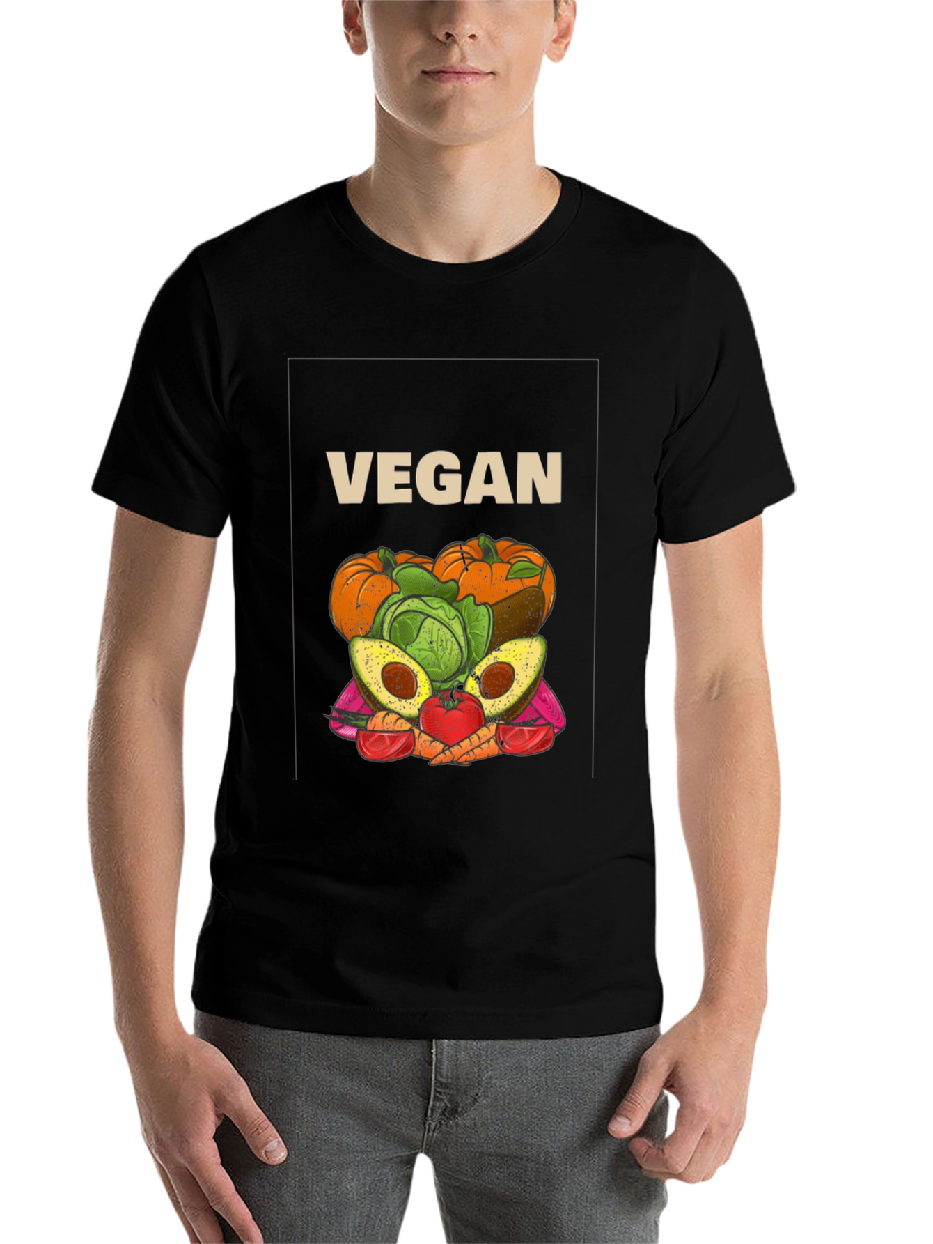 Black Vegan Food T-Shirt - Unisex Healthy Lifestyle Tee view 7