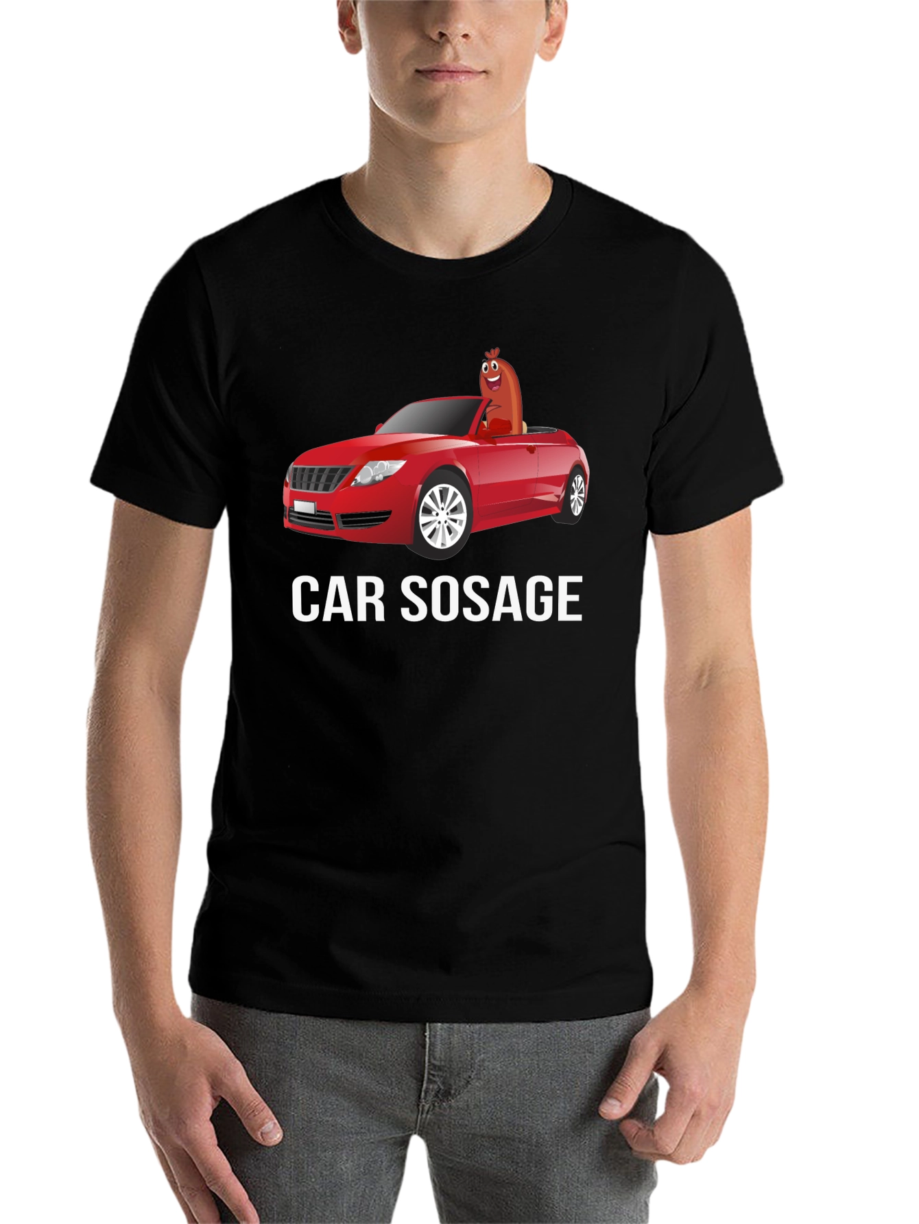 Black Car Sausage T-Shirt - Funny Graphic Tee view 7