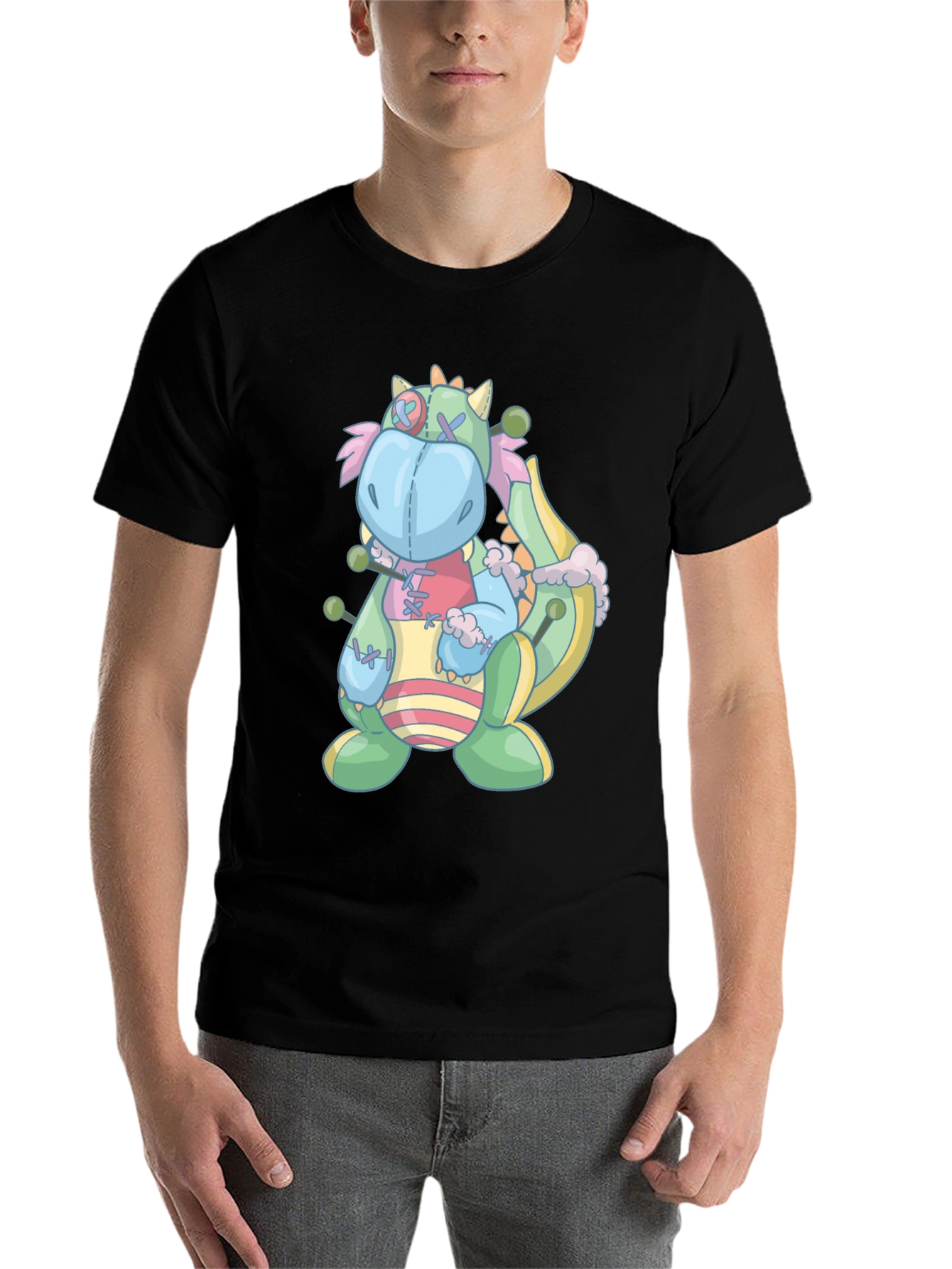 Black Whimsical Stuffed Dragon Graphic Tee view 7