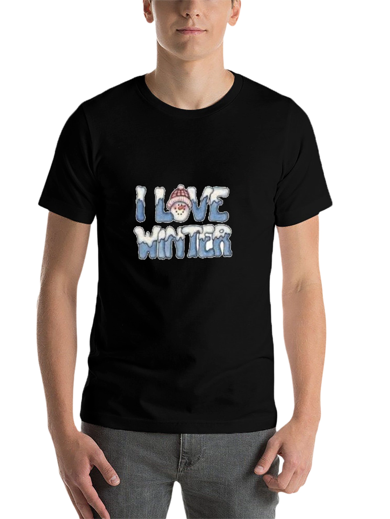 Black I Love Winter Graphic Tee - Black view 7