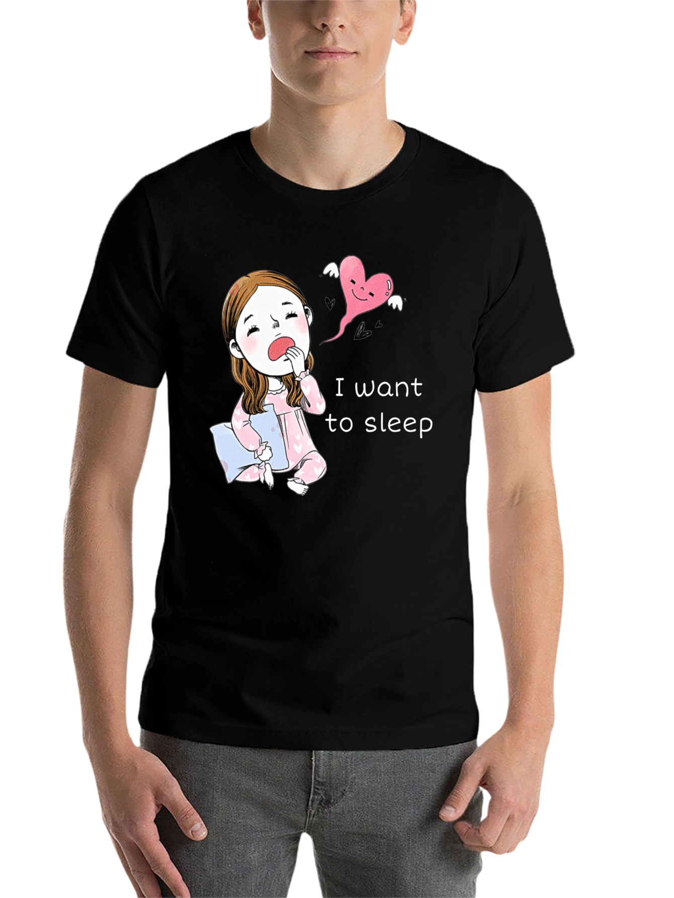 Black Sleepy Cartoon Tee - I Want To Sleep! view 7