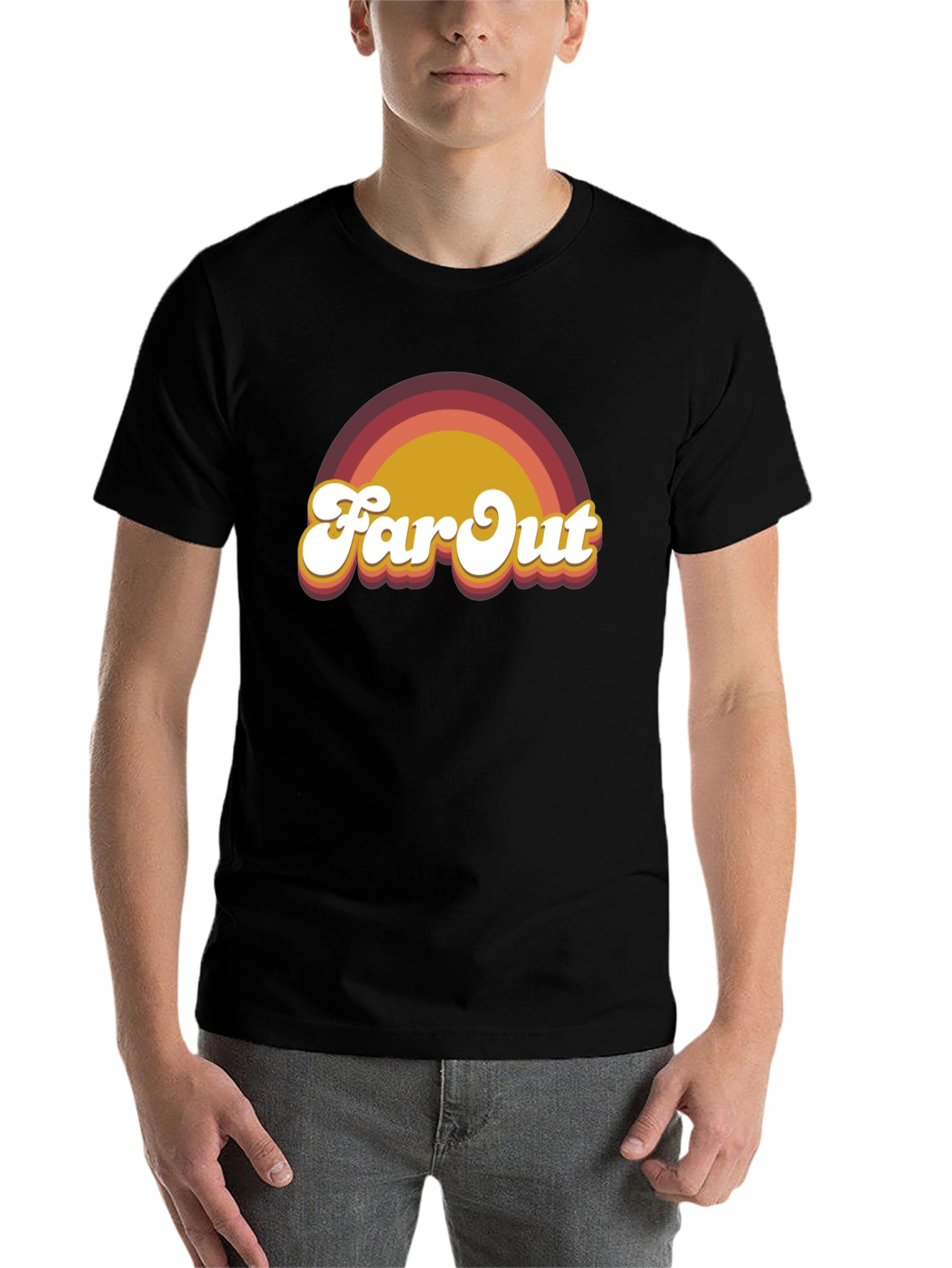Black Retro "Far Out" Graphic T-Shirt view 7
