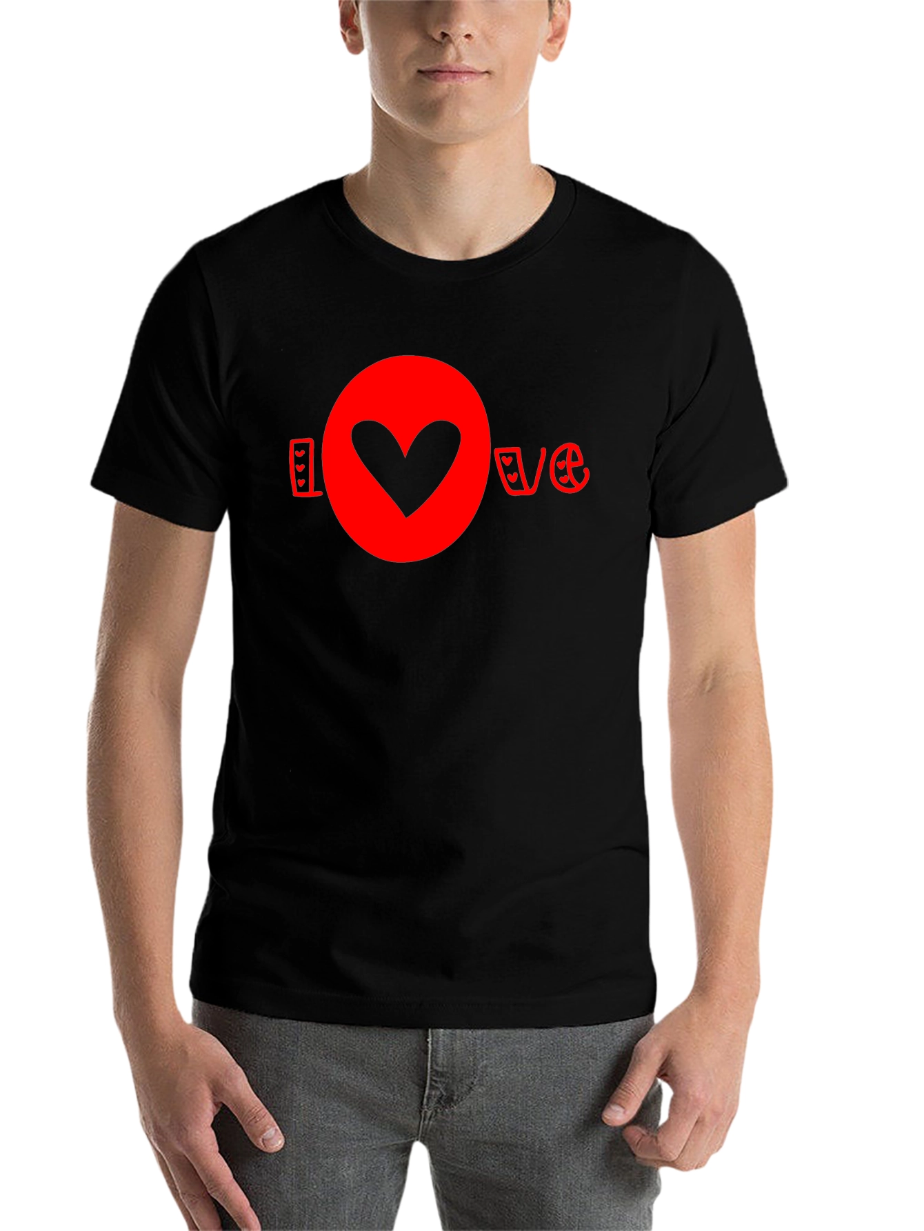 Black Love Heart Graphic Tee - Black T-Shirt view 7