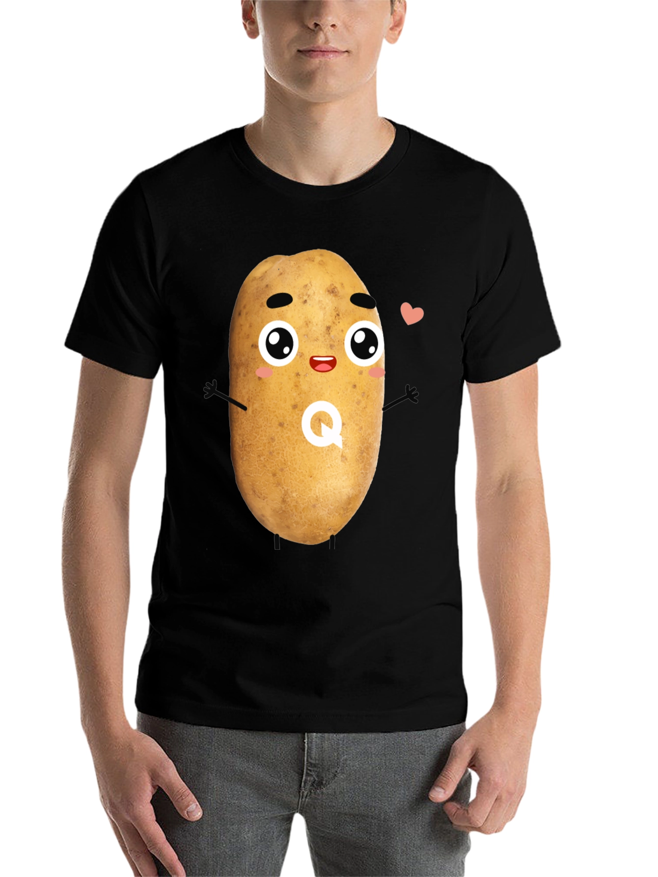 Black Kawaii Potato T-Shirt - Funny Graphic Tee view 7