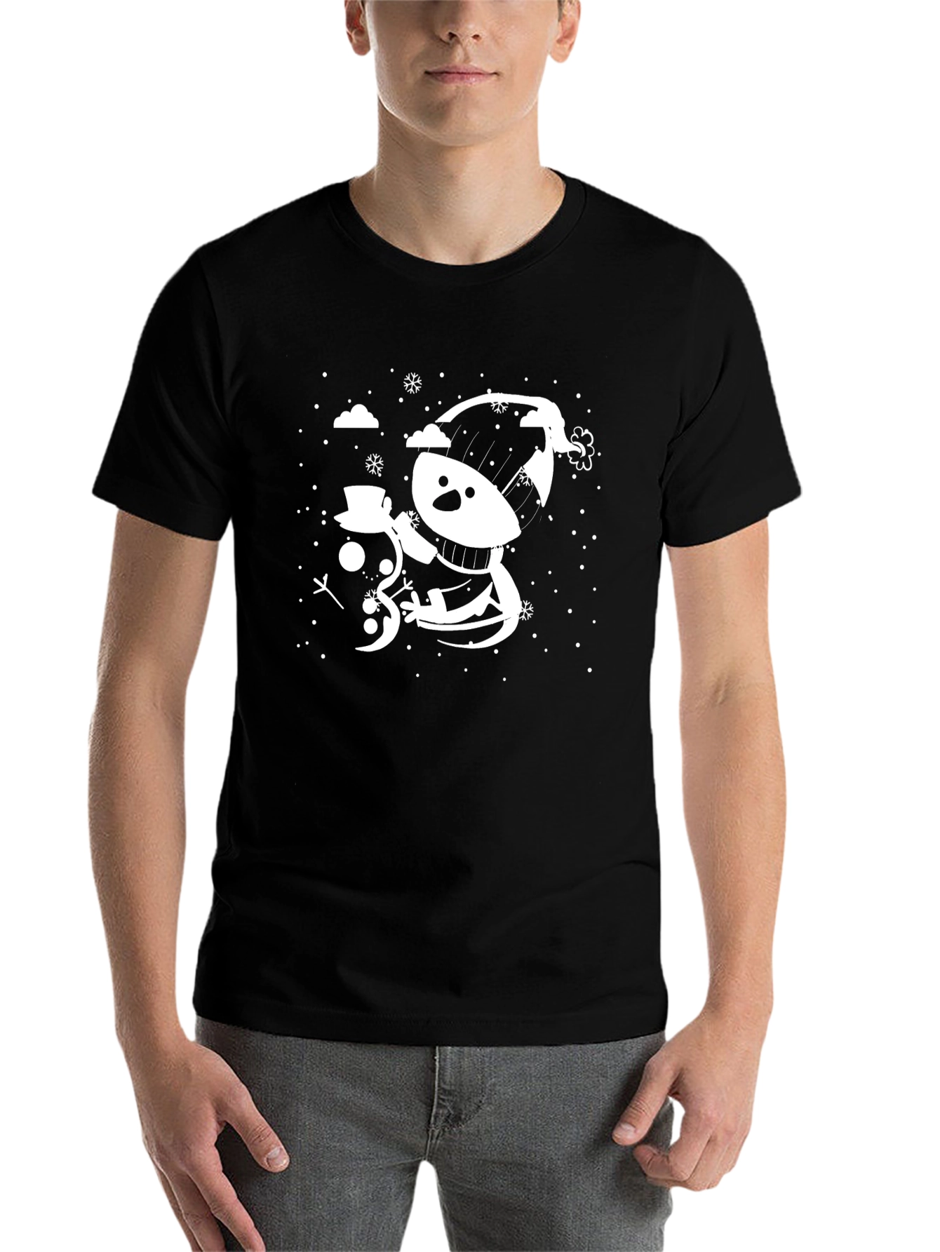 Black Whimsical Snowman Graphic Tee - Holiday Cheer view 7