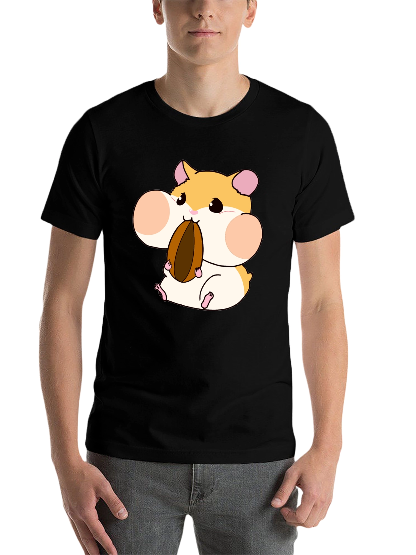 Black Hamster Lover T-Shirt - Cartoon Hamster Graphic Tee view 7