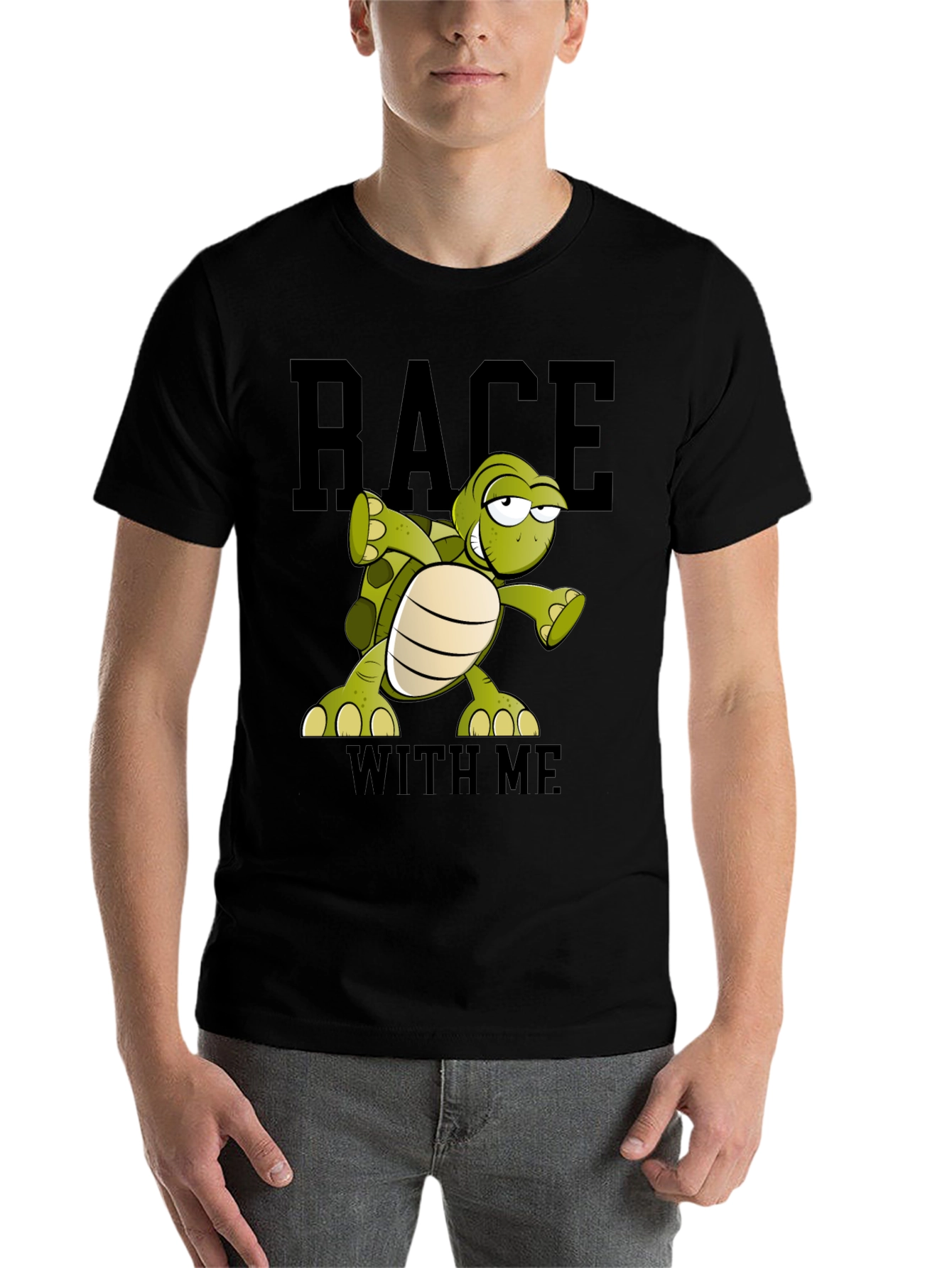 Black Funny Turtle Race T-Shirt - Black view 7