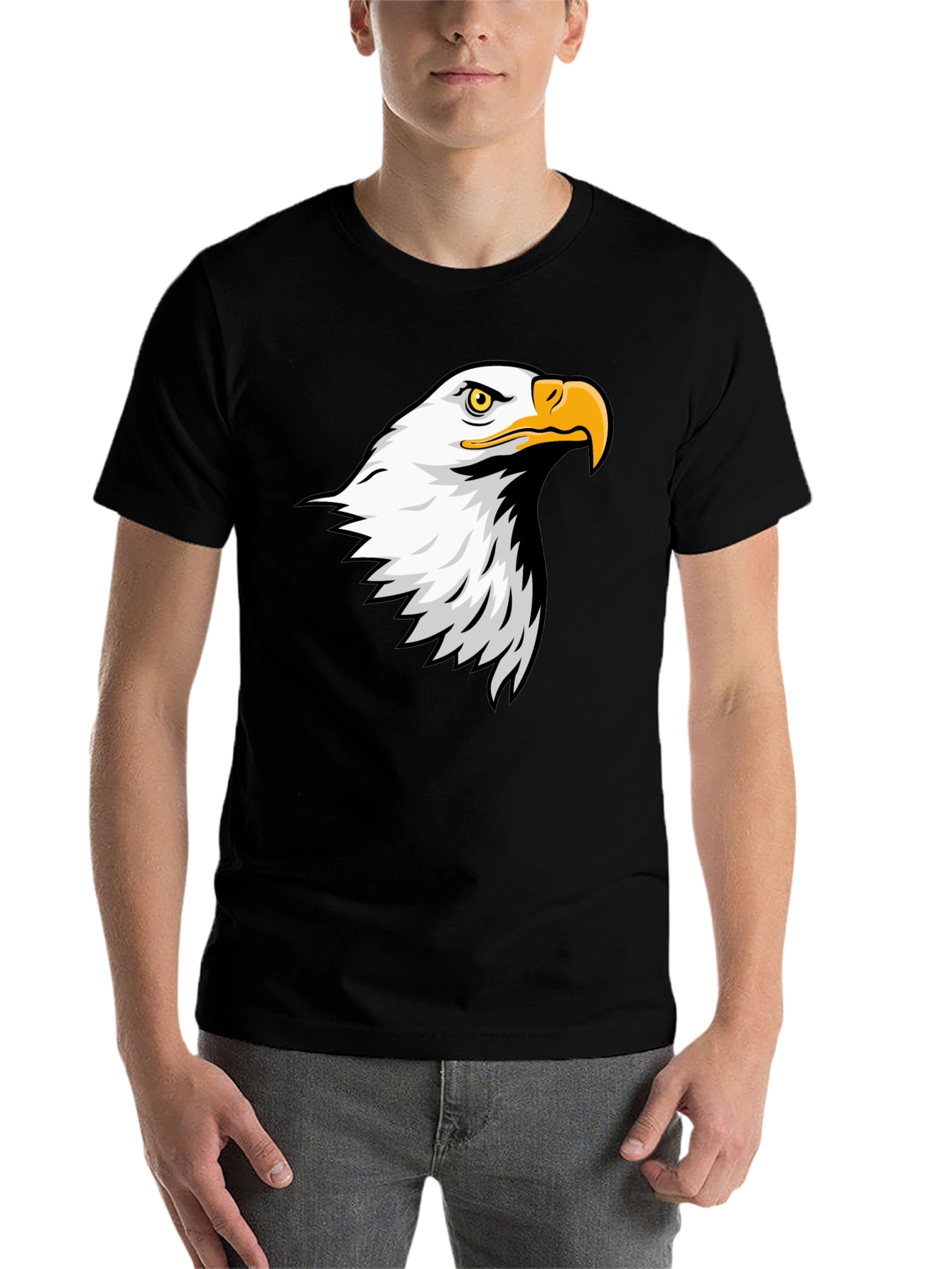 Black Eagle Graphic Tee - Men's Black Cotton T-Shirt view 7