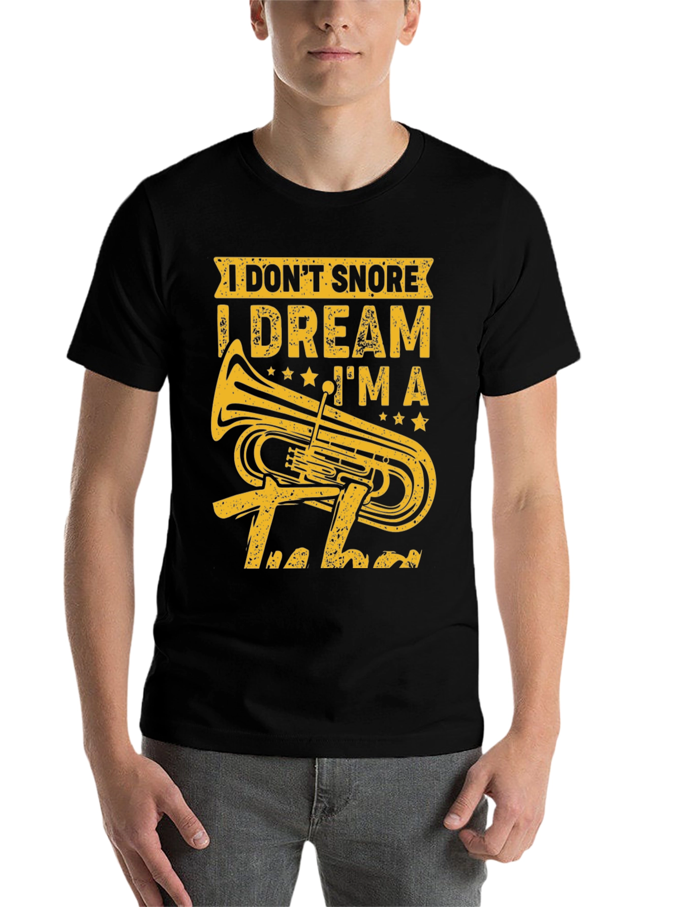 Black I Don't Snore I Dream I'm A Tuba T-Shirt view 7