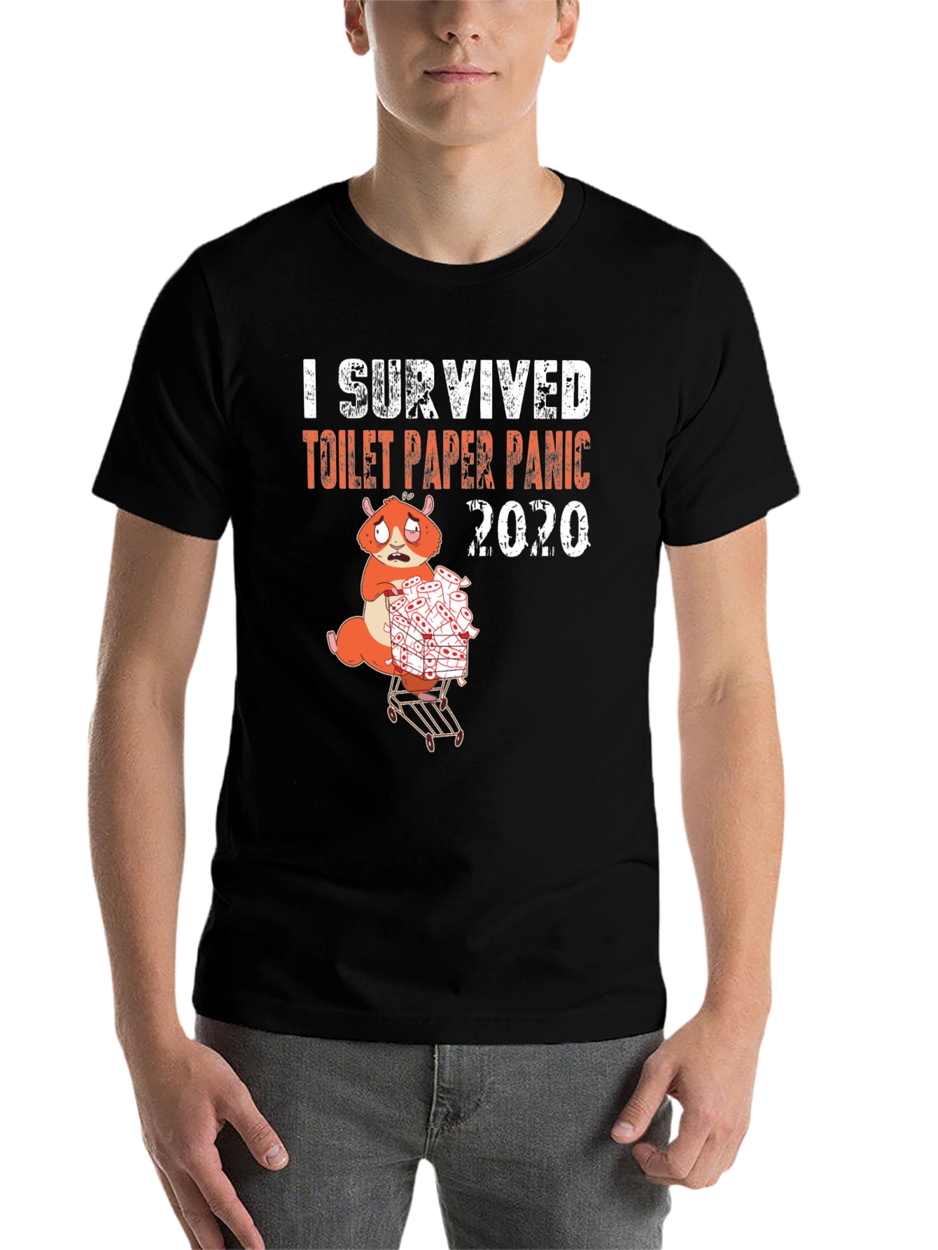 Black I Survived Toilet Paper Panic 2020 T-Shirt view 7